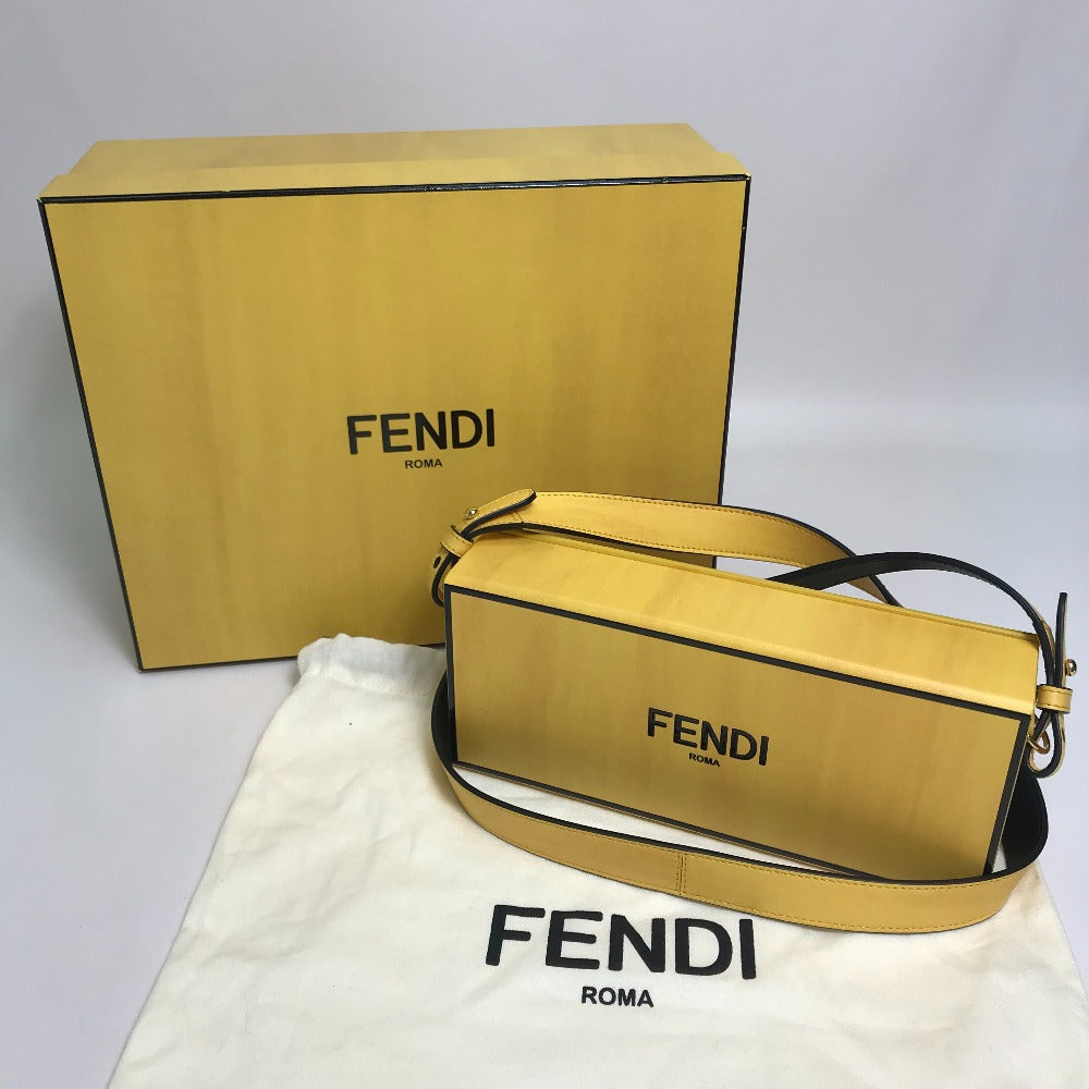 FENDI Shoulder Bag 7VA520 leather Yellow / black logo mens Used