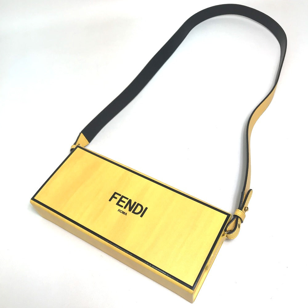 FENDI Shoulder Bag 7VA520 leather Yellow / black logo mens Used