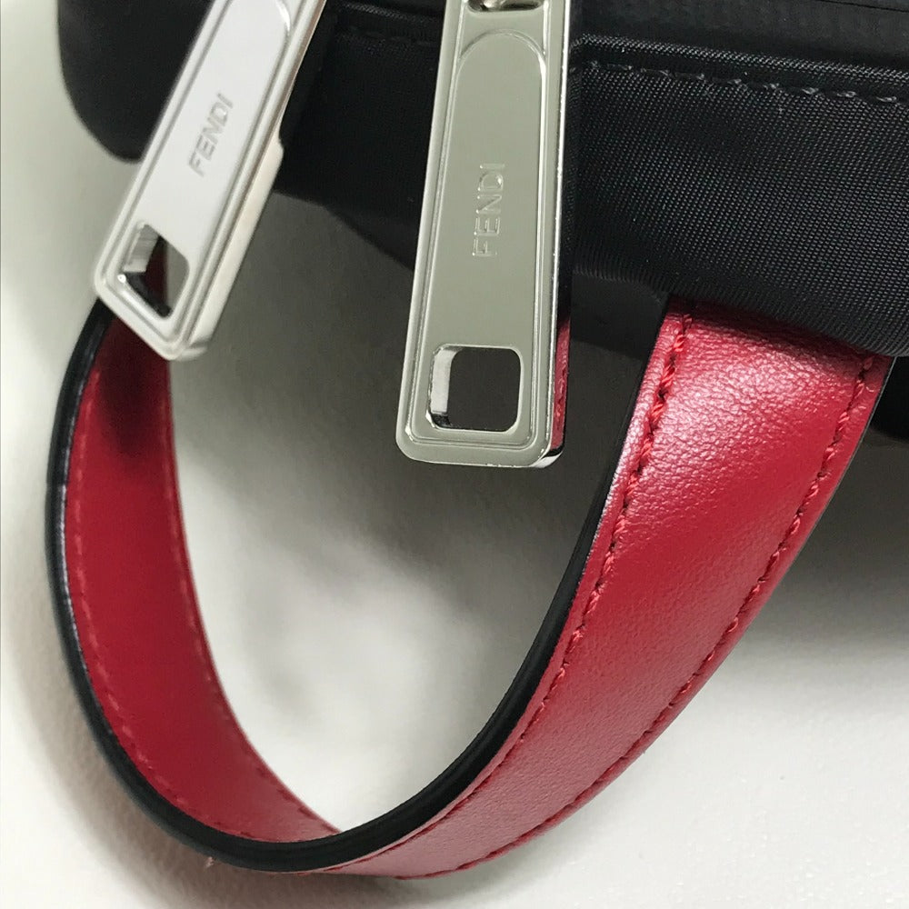 FENDI Shoulder Bag 7VZ049 Fabric / Leather Black / red Belt bag Zucca FF pattern mens Used