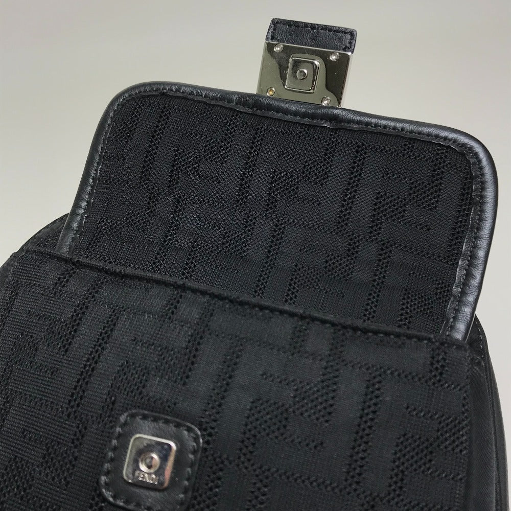 FENDI Shoulder Bag 7VZ049 Fabric / Leather Black / red Belt bag Zucca FF pattern mens Used