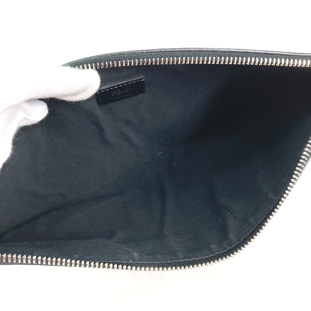 FENDI Clutch bag 7N0078 leather black Monster Bugs mens Used
