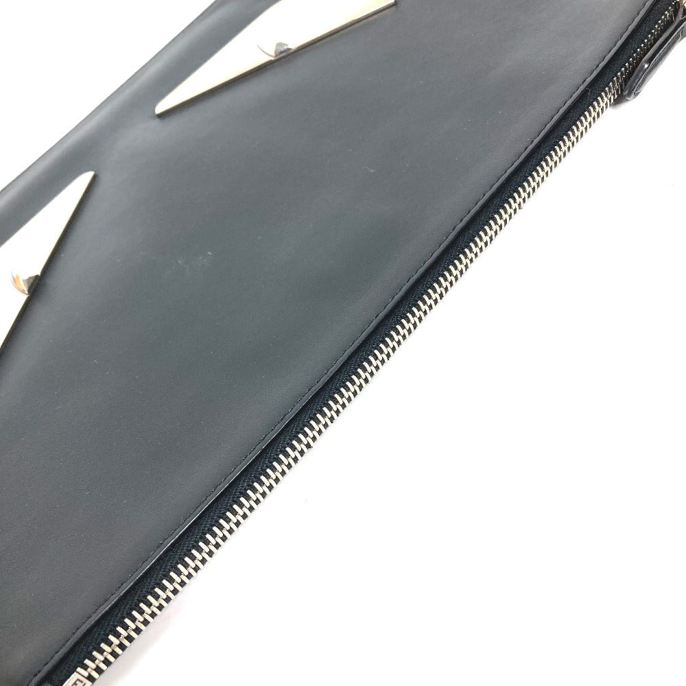 FENDI Clutch bag 7N0078 leather black Monster Bugs mens Used