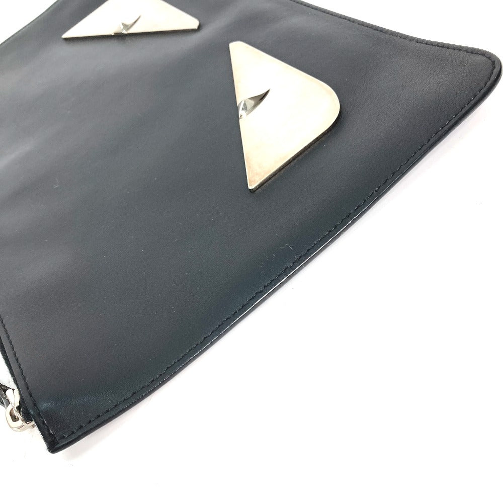 FENDI Clutch bag 7N0078 leather black Monster Bugs mens Used