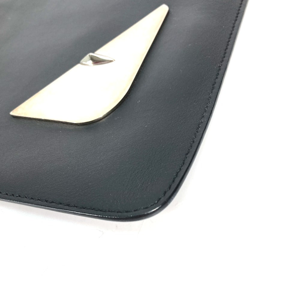 FENDI Clutch bag 7N0078 leather black Monster Bugs mens Used