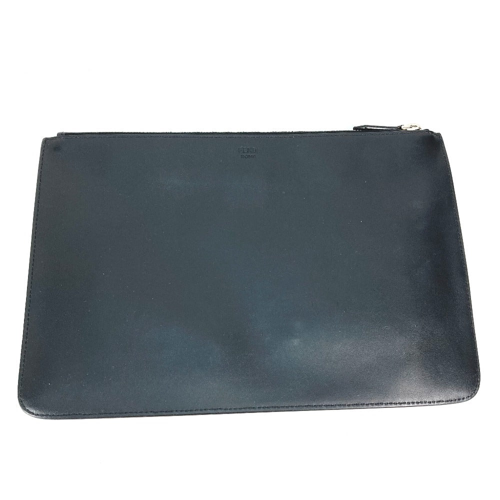 FENDI Clutch bag 7N0078 leather black Monster Bugs mens Used