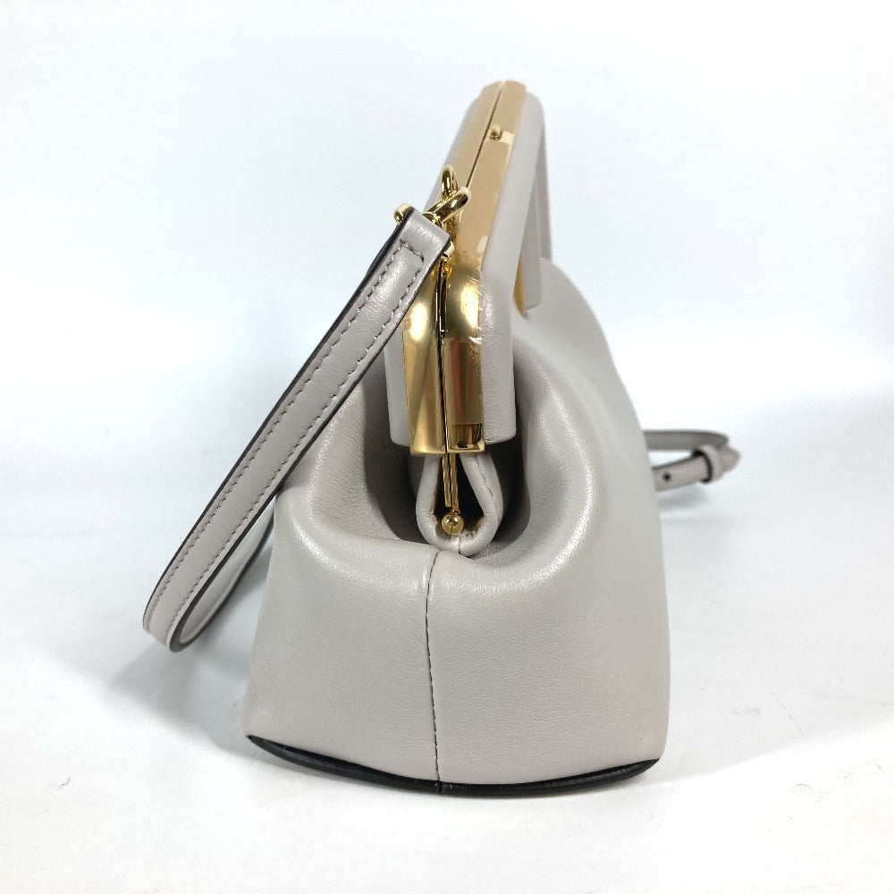 FENDI Clutch bag 8BP129 leather White gray type Shoulder Crossbody Pochette first small Women Used