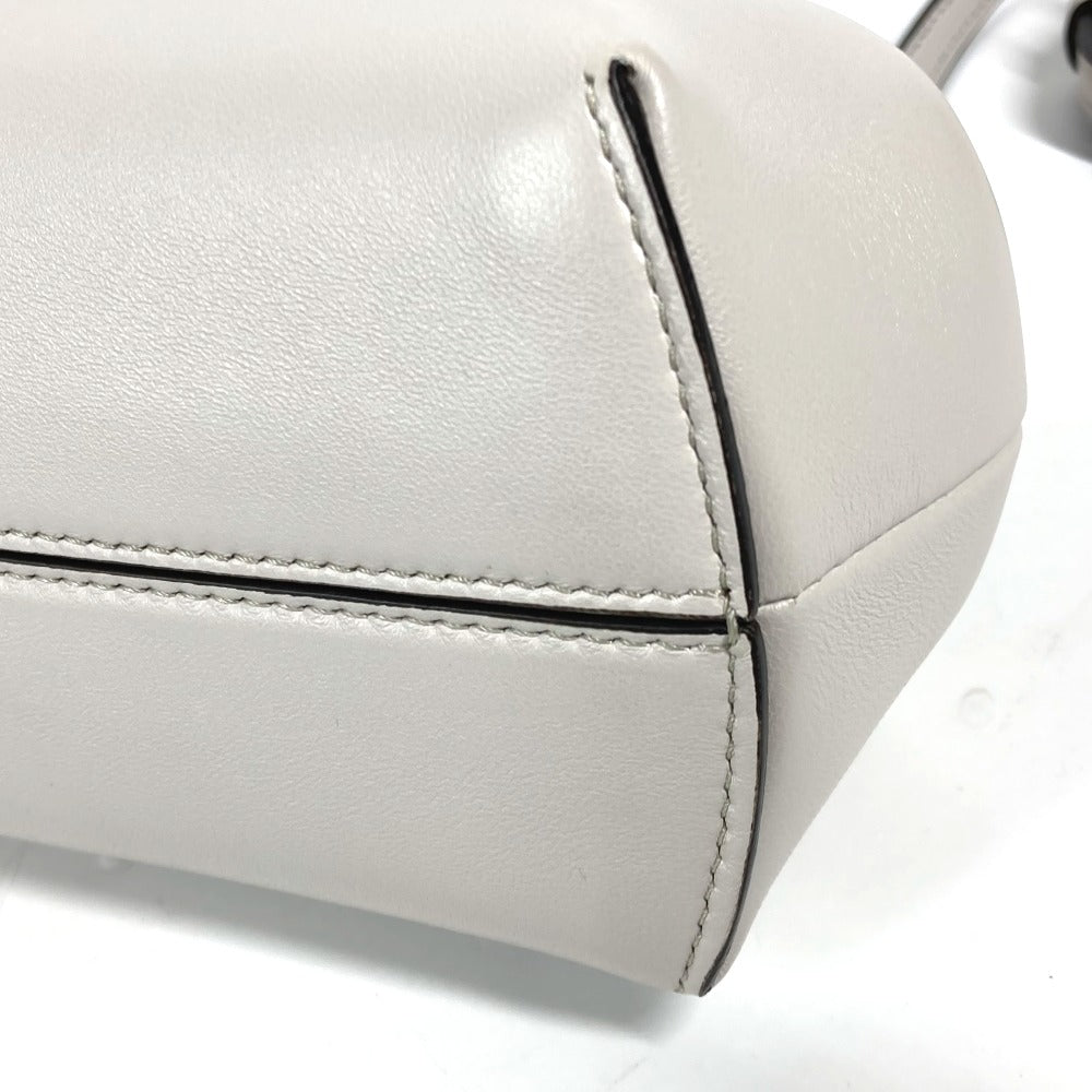 FENDI Clutch bag 8BP129 leather White gray type Shoulder Crossbody Pochette first small Women Used
