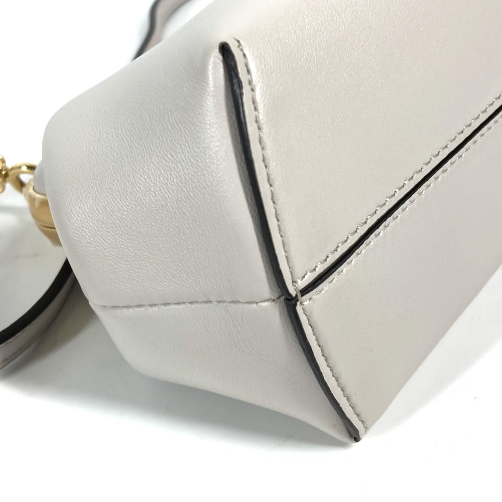 FENDI Clutch bag 8BP129 leather White gray type Shoulder Crossbody Pochette first small Women Used