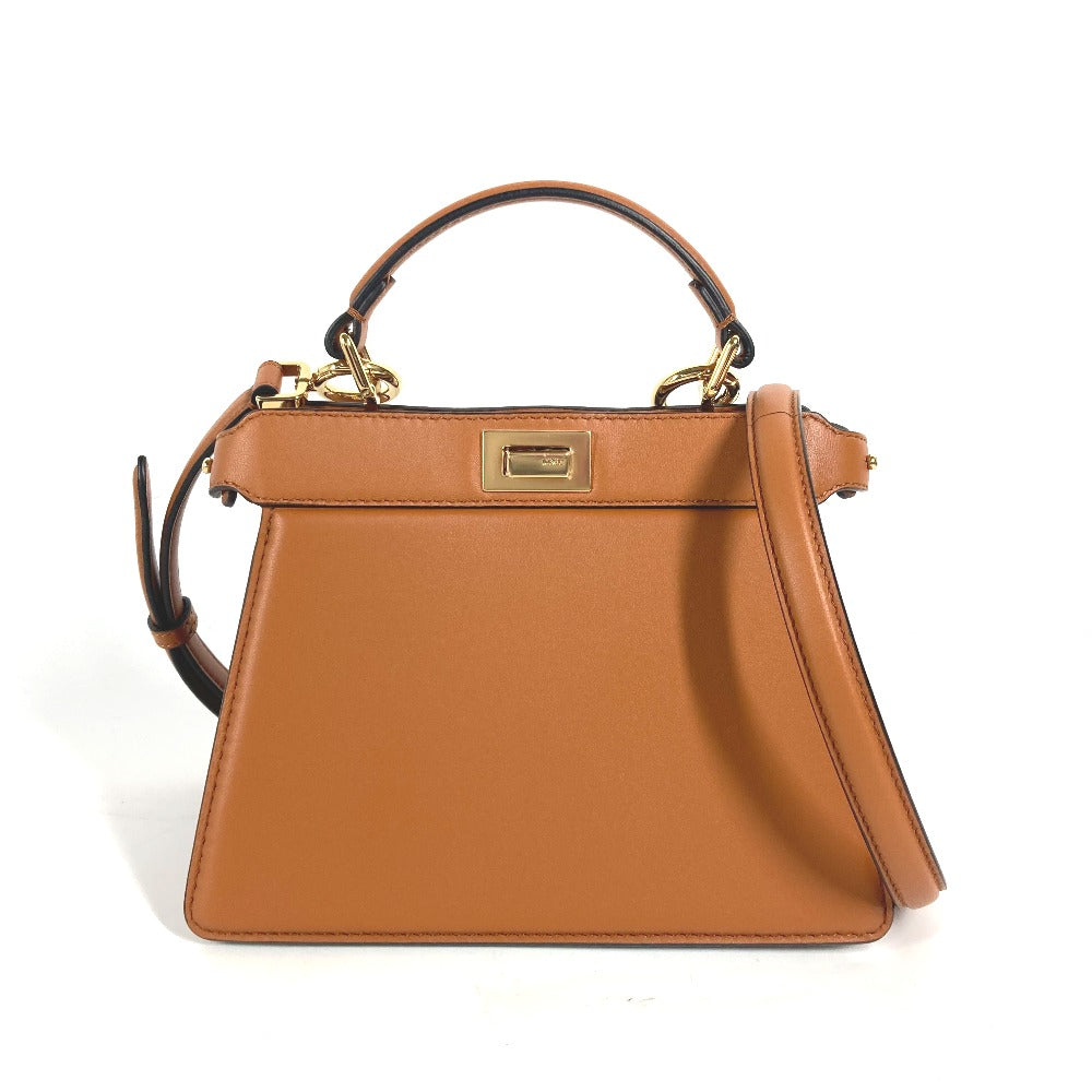 FENDI Shoulder Bag 8BN335 leather Brown Peekaboo ISeeU Petit Women Used