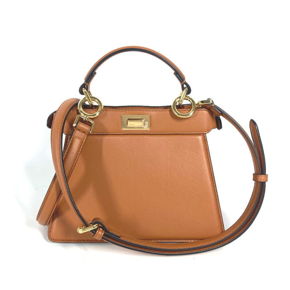 FENDI Shoulder Bag 8BN335 leather Brown Peekaboo ISeeU Petit Women Used