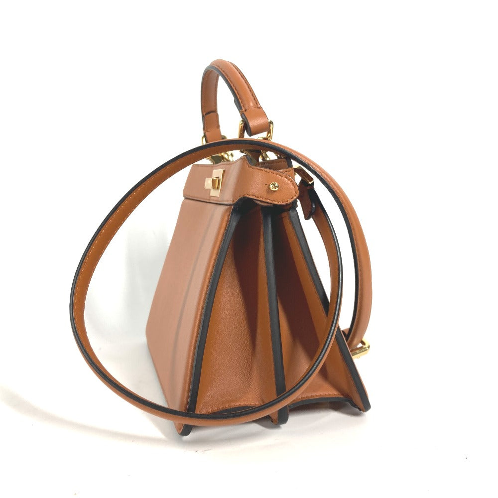 FENDI Shoulder Bag 8BN335 leather Brown Peekaboo ISeeU Petit Women Used