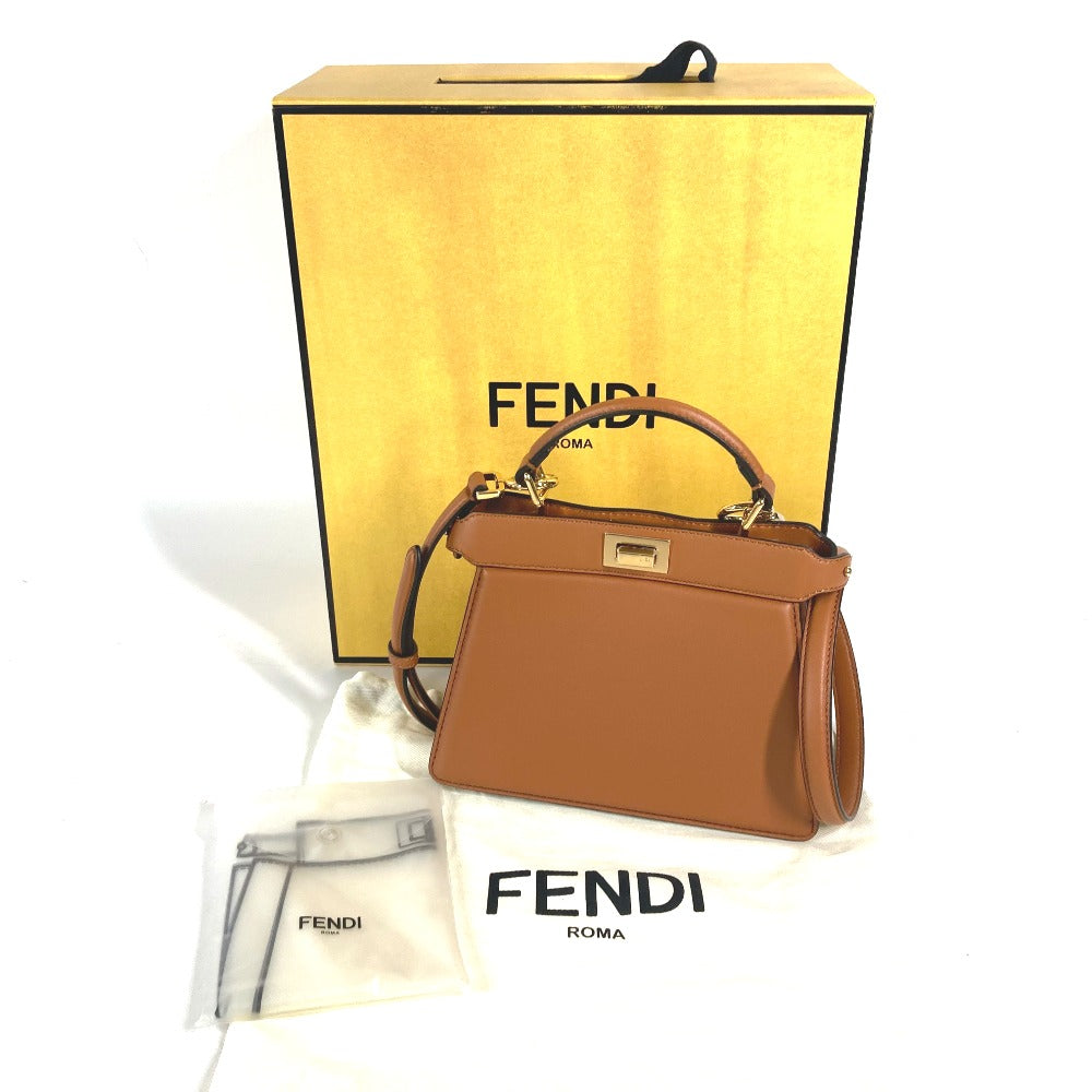 FENDI Shoulder Bag 8BN335 leather Brown Peekaboo ISeeU Petit Women Used