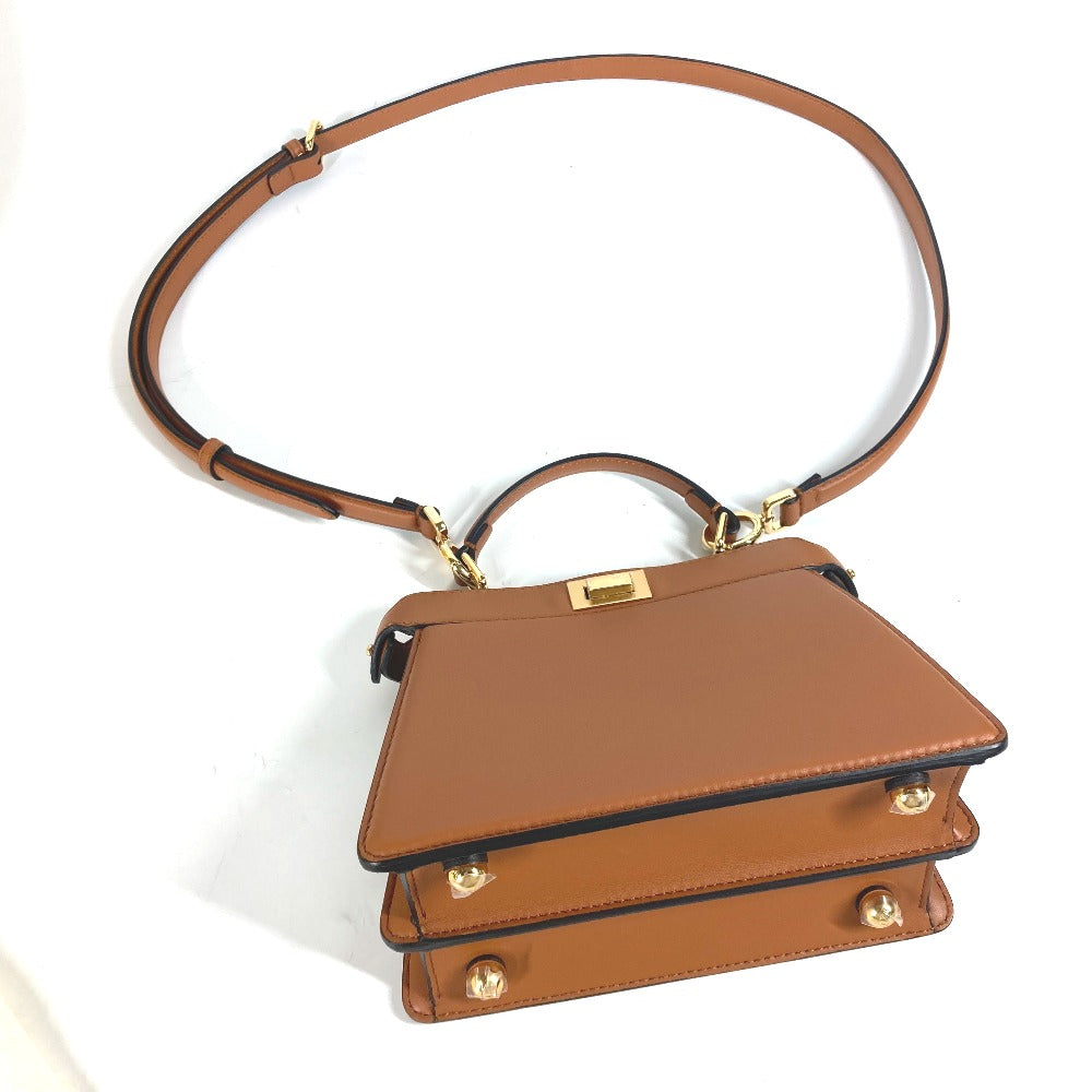 FENDI Shoulder Bag 8BN335 leather Brown Peekaboo ISeeU Petit Women Used