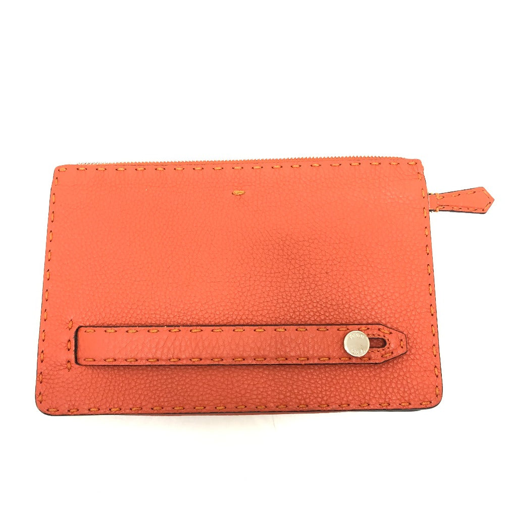 FENDI Clutch bag 7VA350 leather Orange Celeria