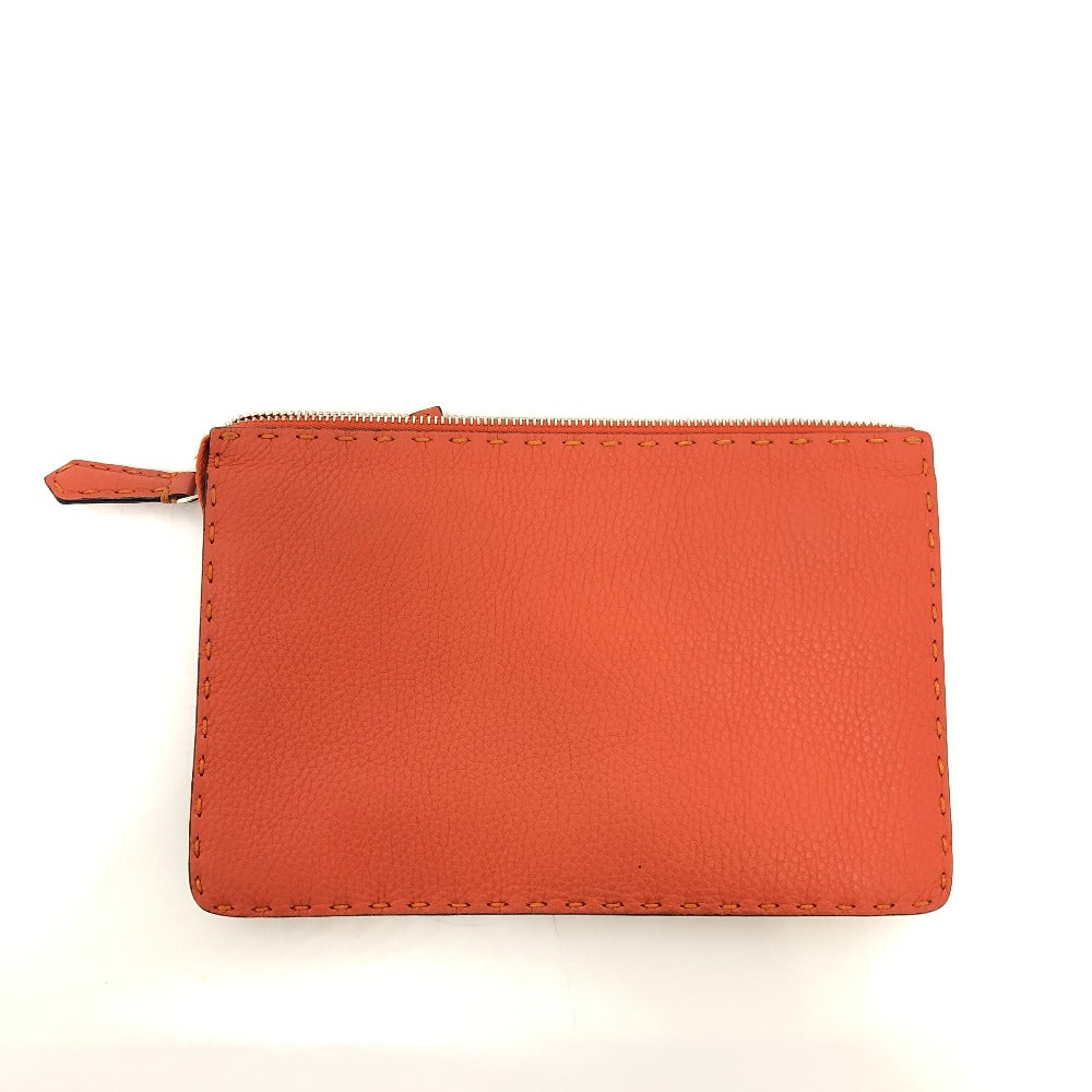 FENDI Clutch bag 7VA350 leather Orange Celeria