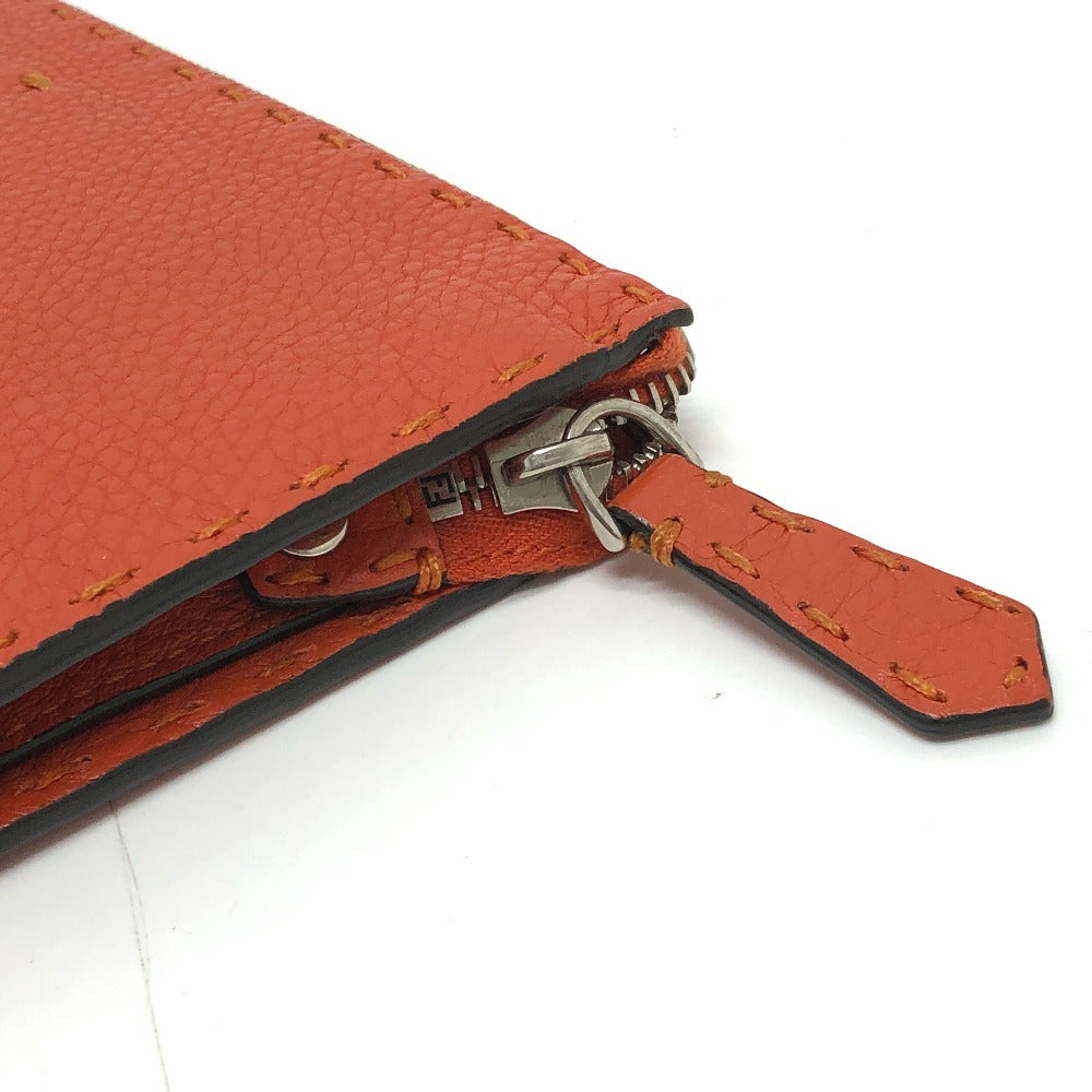 FENDI Clutch bag 7VA350 leather Orange Celeria