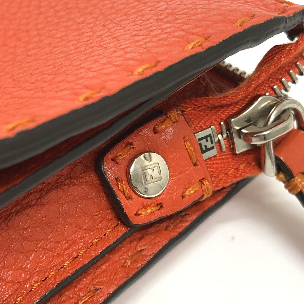 FENDI Clutch bag 7VA350 leather Orange Celeria