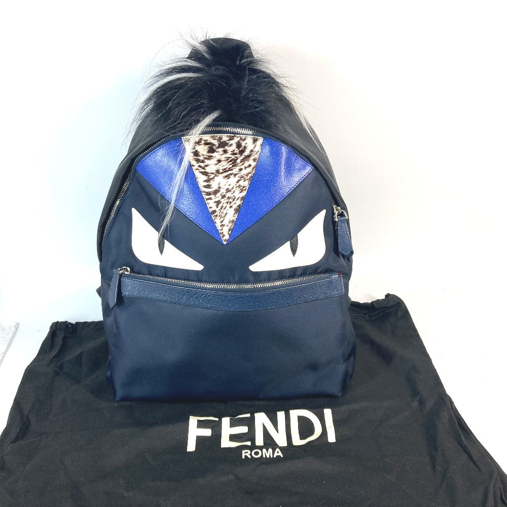 FENDI Backpack 7VZ012 Nylon Navy Bag Monster Bugs unisex(Unisex) Used
