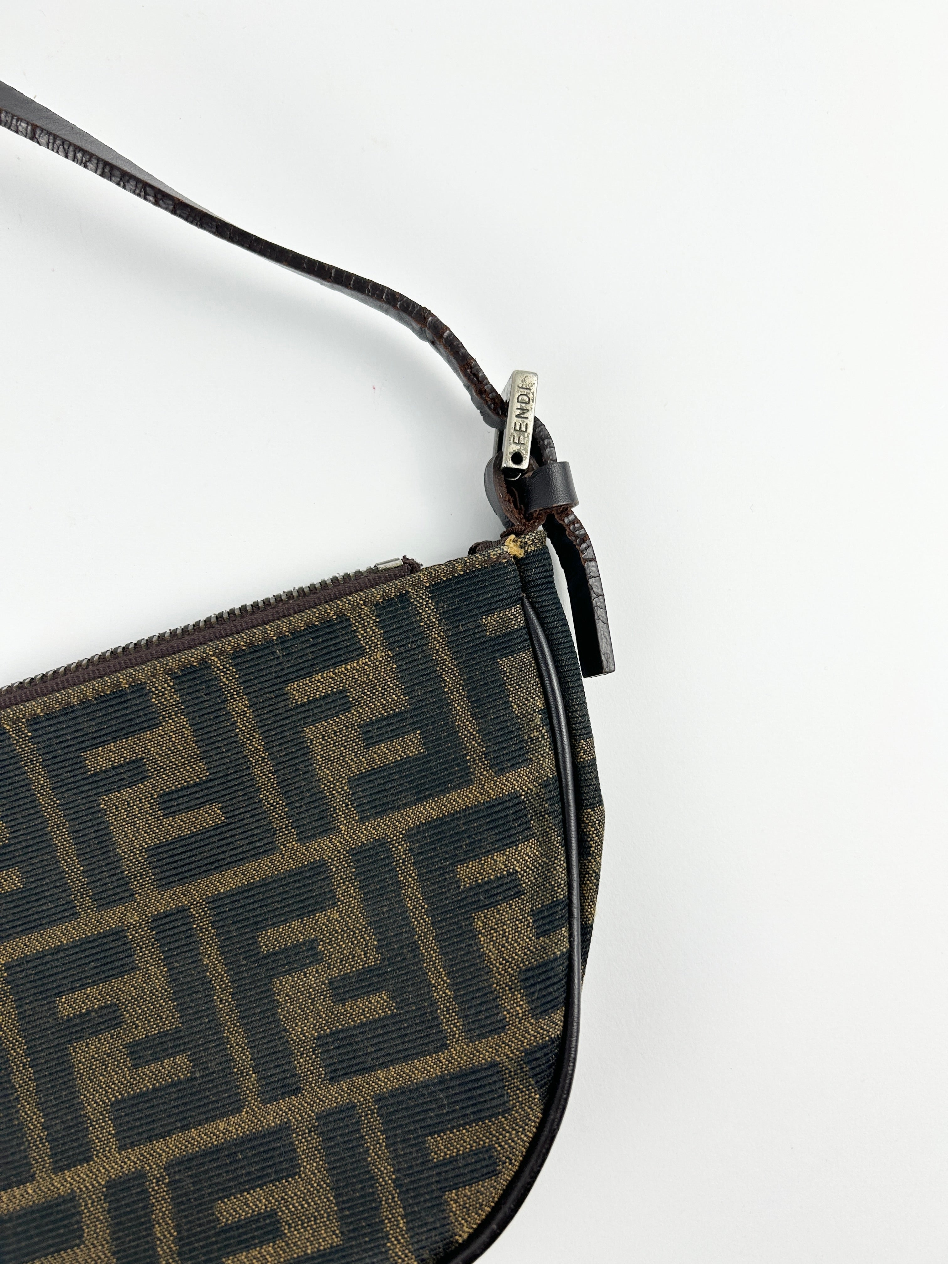 Vintage Fendi Zucca Half Moon Shoulder Bag