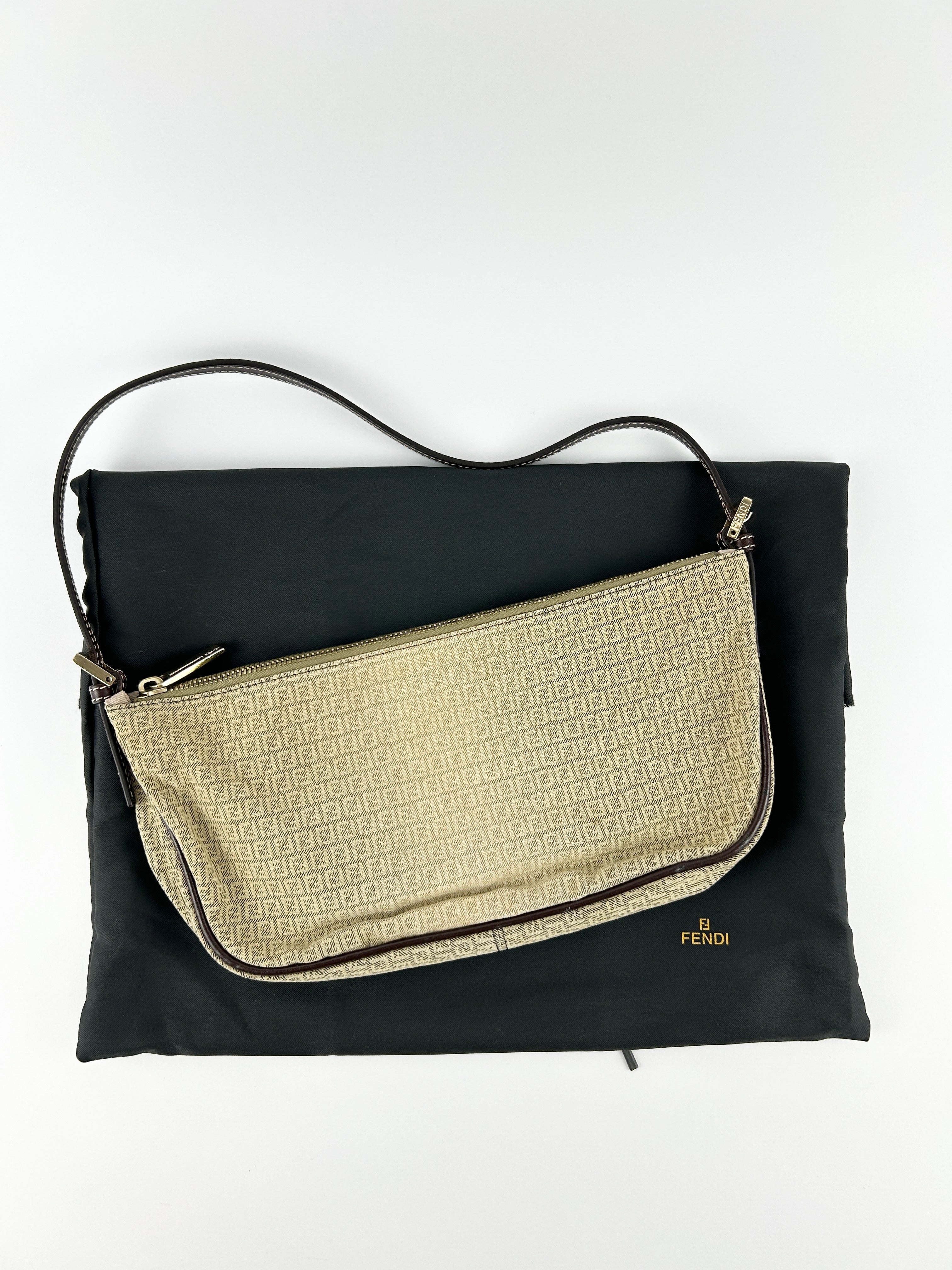 Vintage Fendi Zucca Mini FF Croissant Shoulder Bag