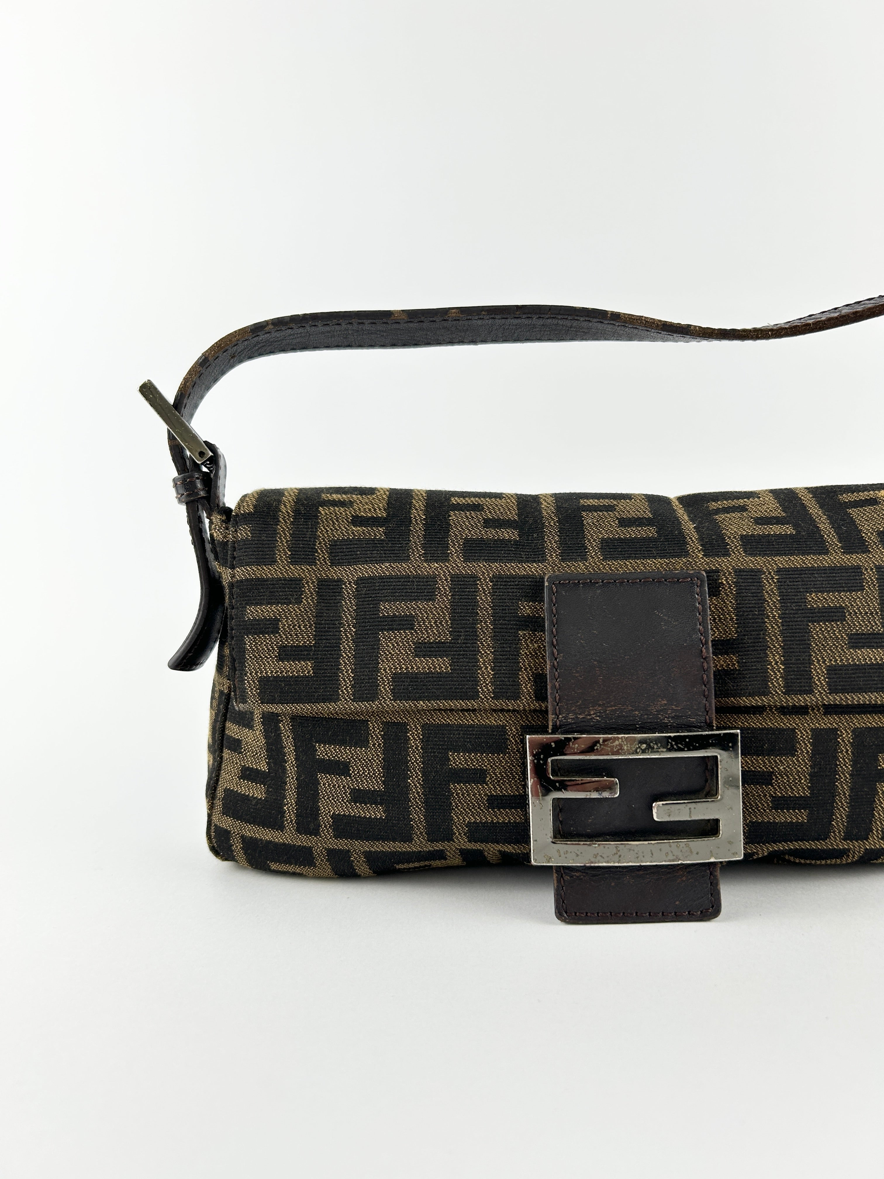 Vintage Fendi Zucca Baguette Shoulder Bag