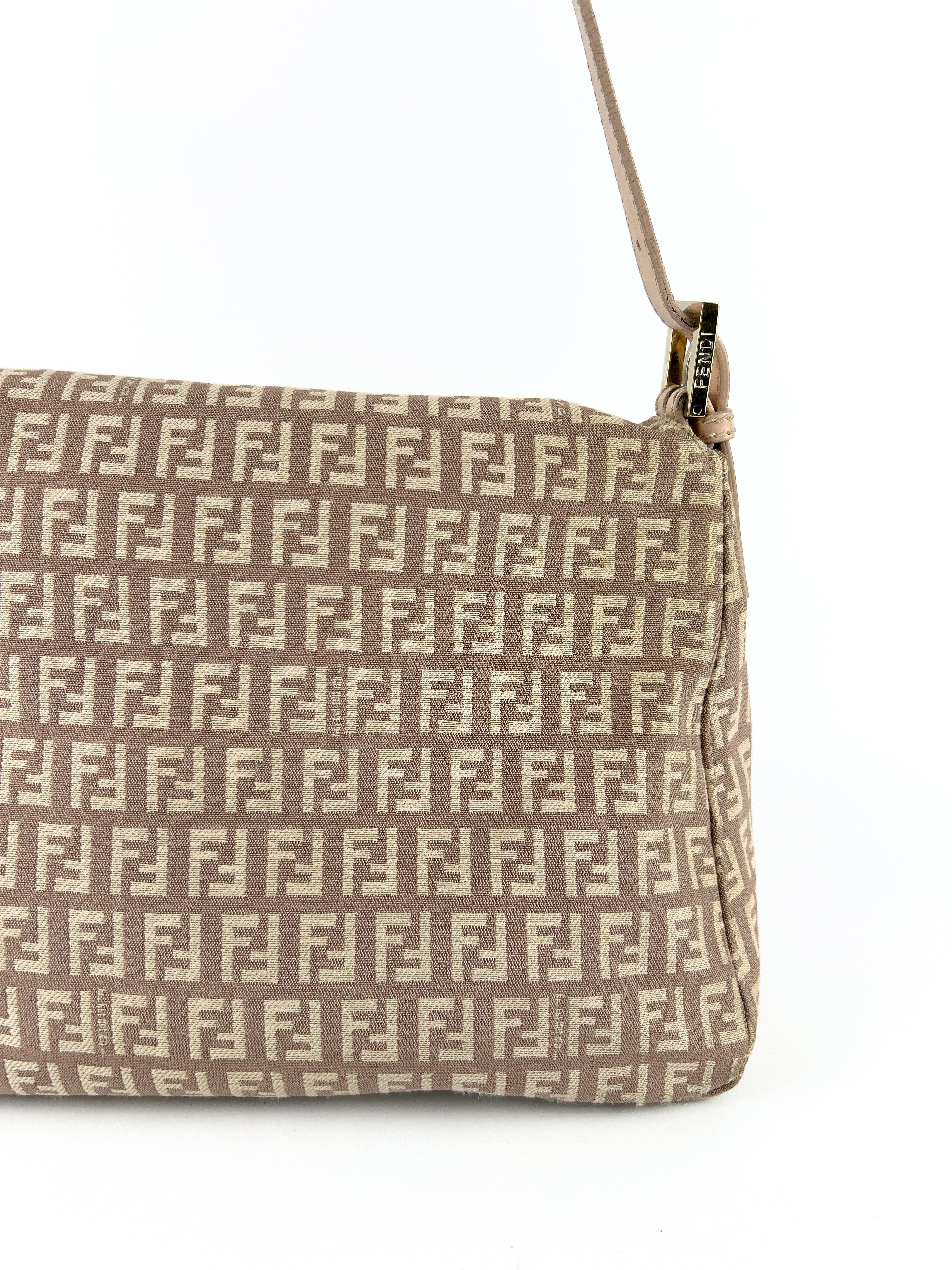 Vintage Fendi Zucca Pink Mamma Baguette Shoulder Bag