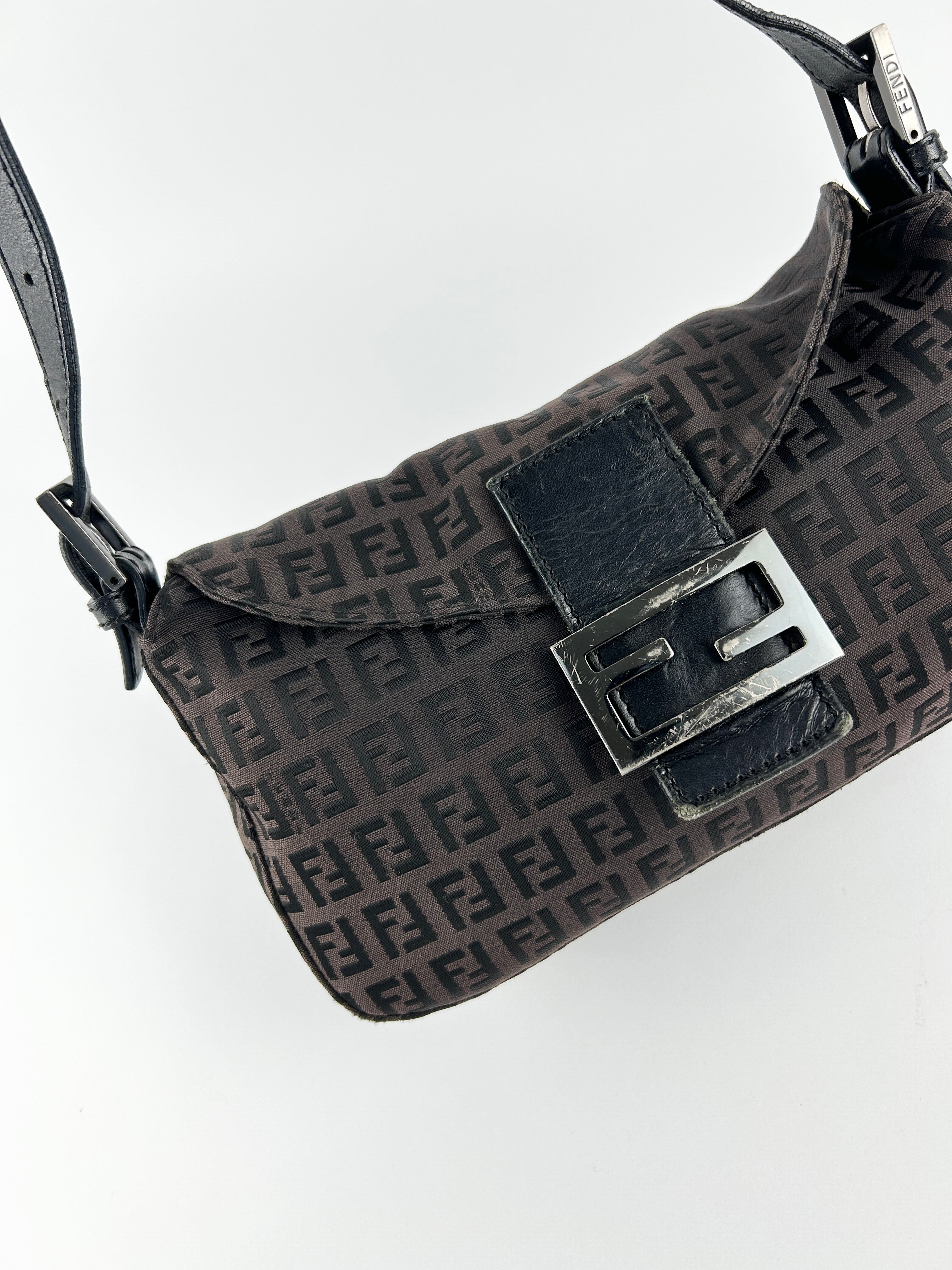 Vintage Fendi Zucca Baguette Shoulder Bag