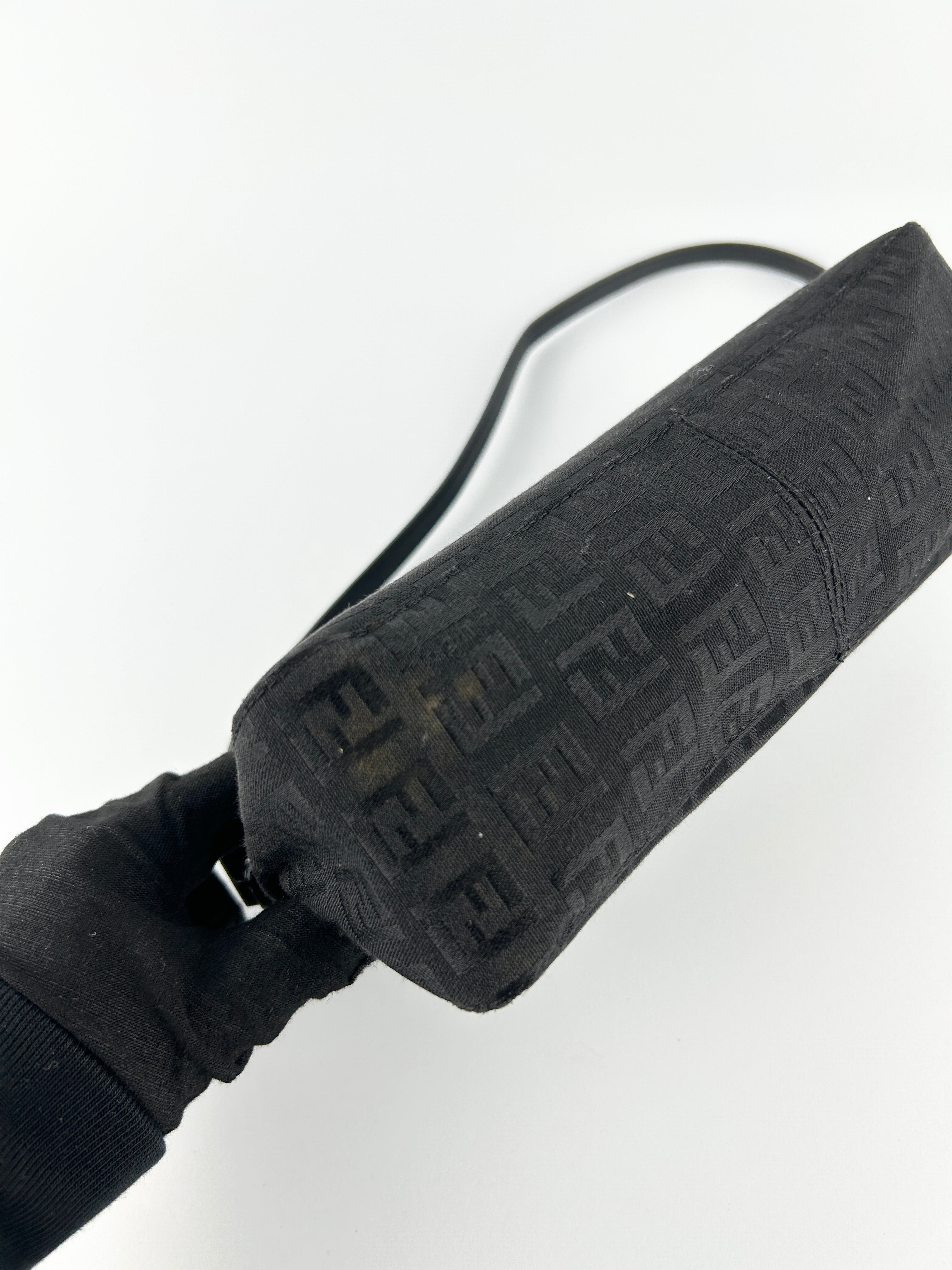 Vintage Fendi Zucca Black Shoulder Bag