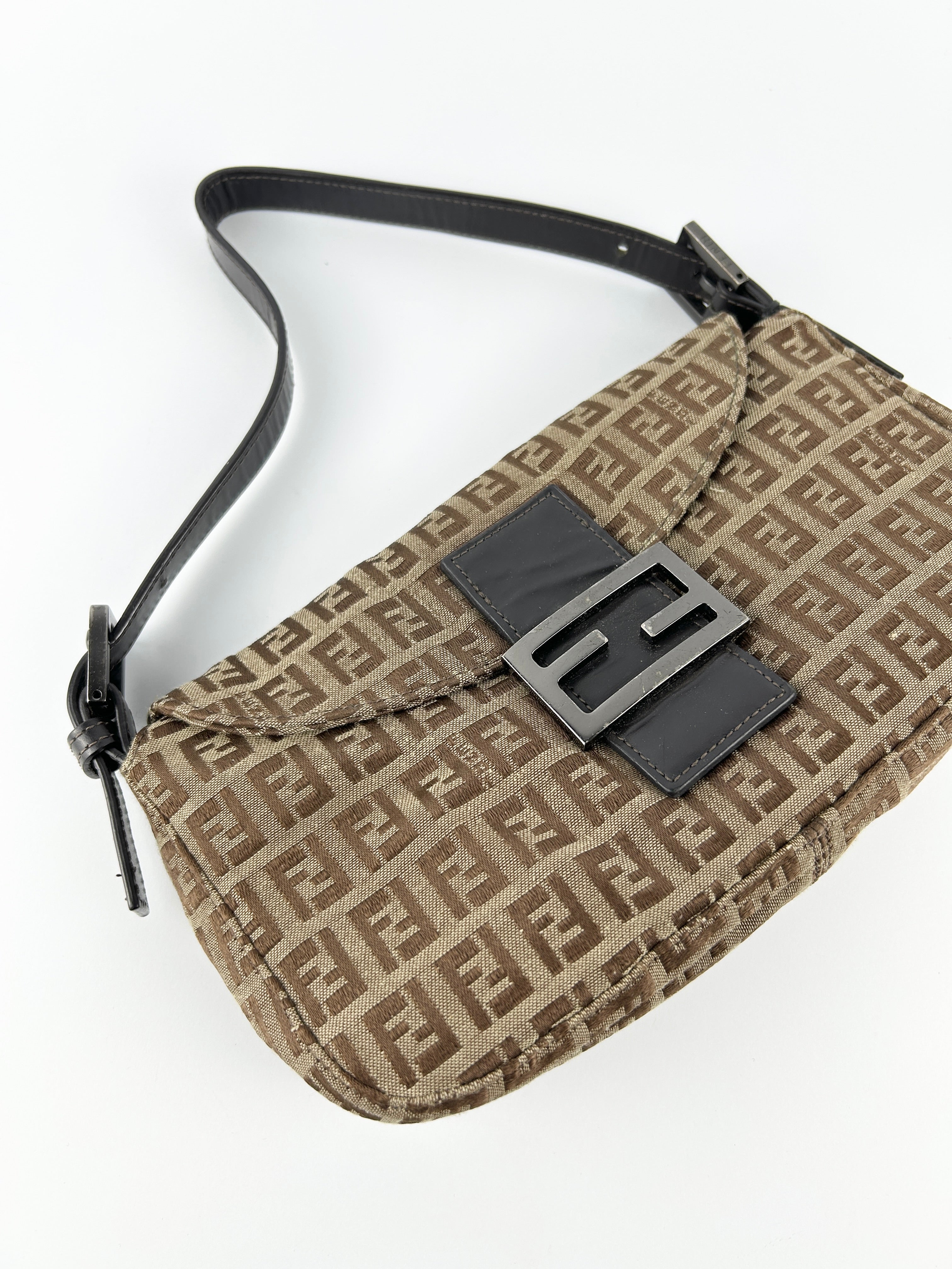 Vintage Fendi Zucca Baguette Shoulder Bag