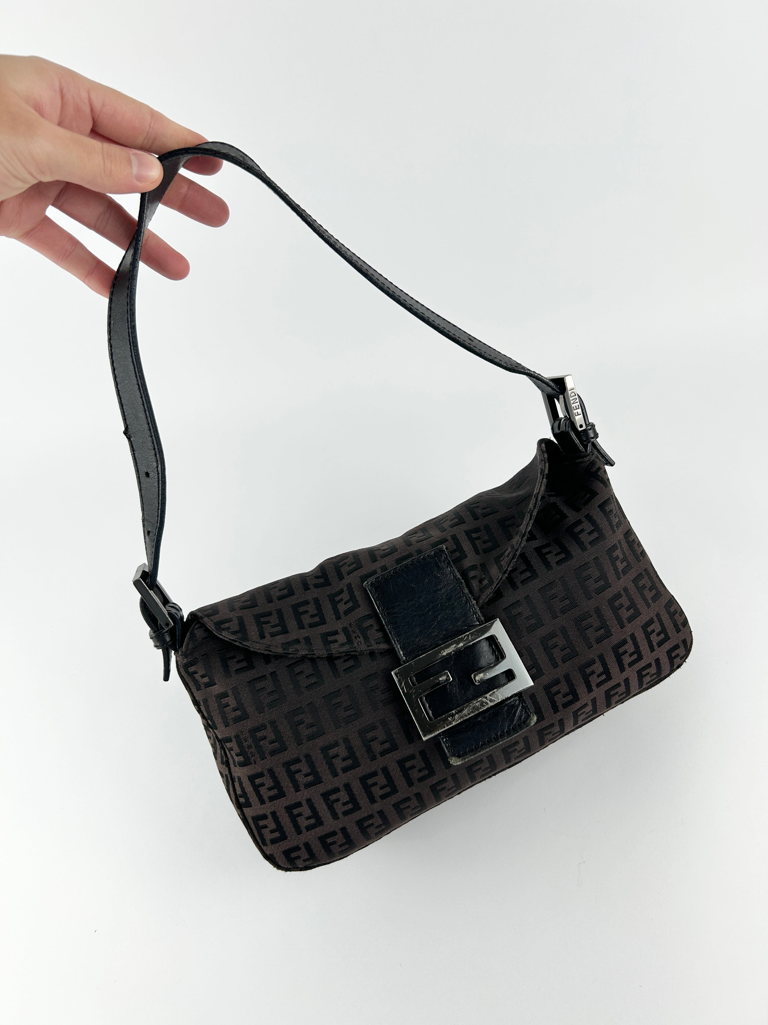 Vintage Fendi Zucca Baguette Shoulder Bag