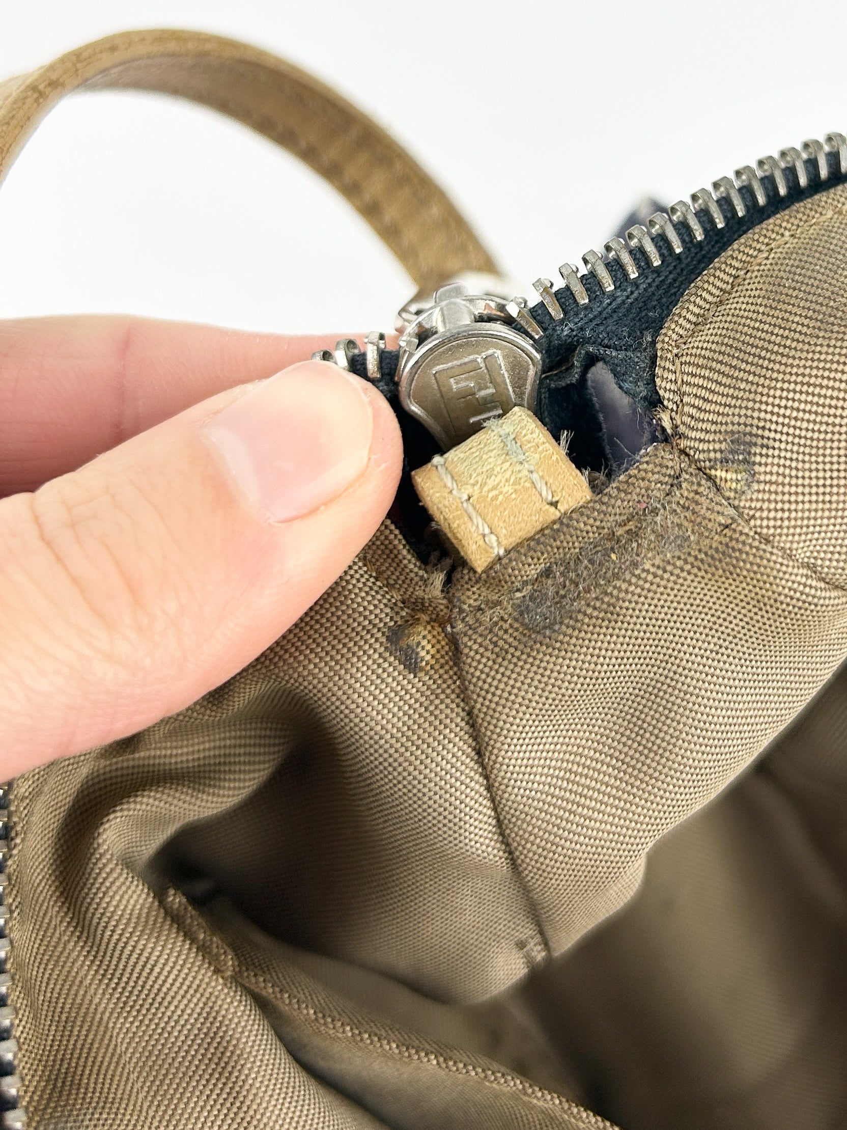 Vintage Fendi Zucca Denim-Look Shoulder Bag
