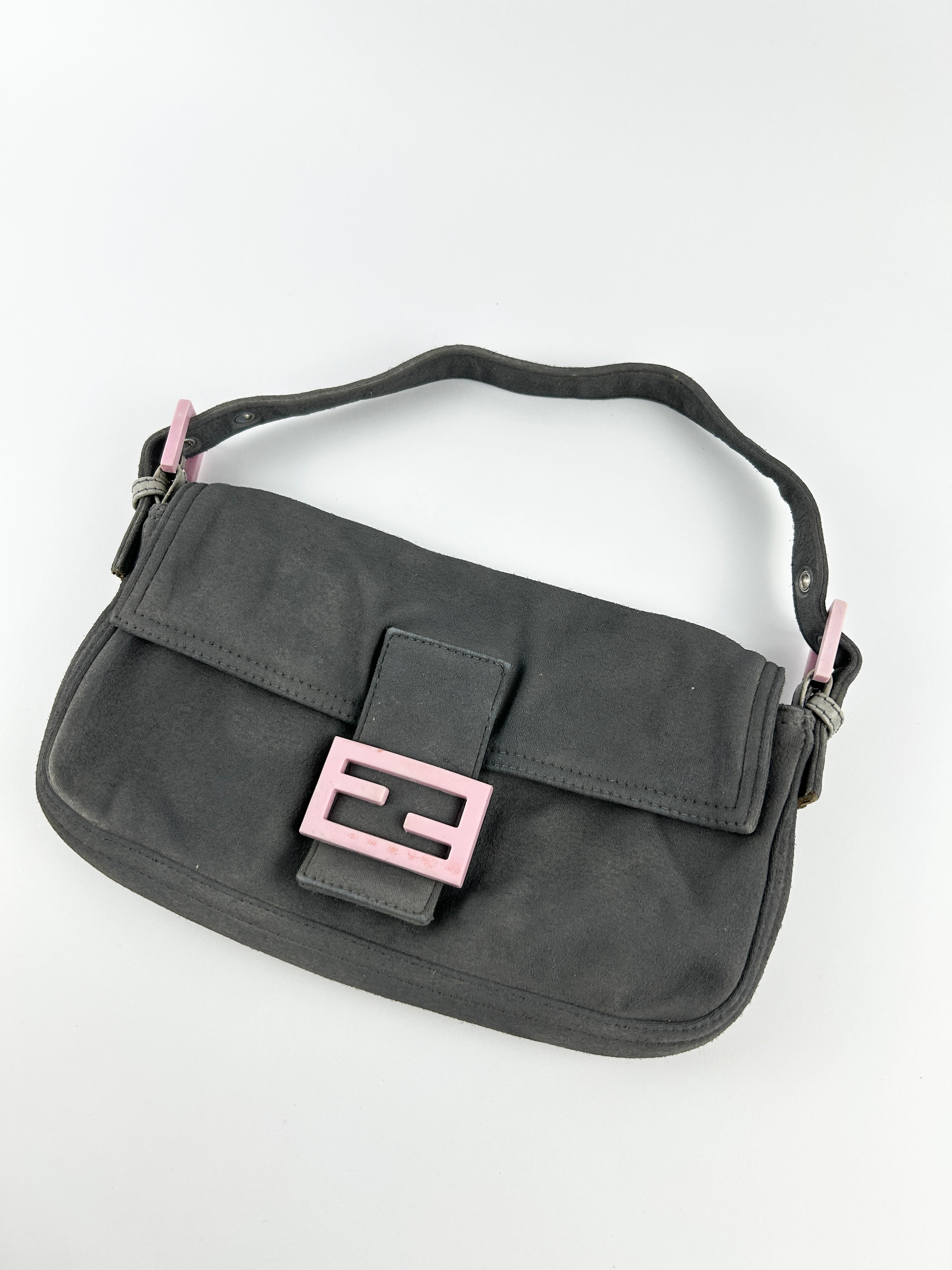 Vintage Fendi FF Jersey Cloth Baguette Shoulder Bag