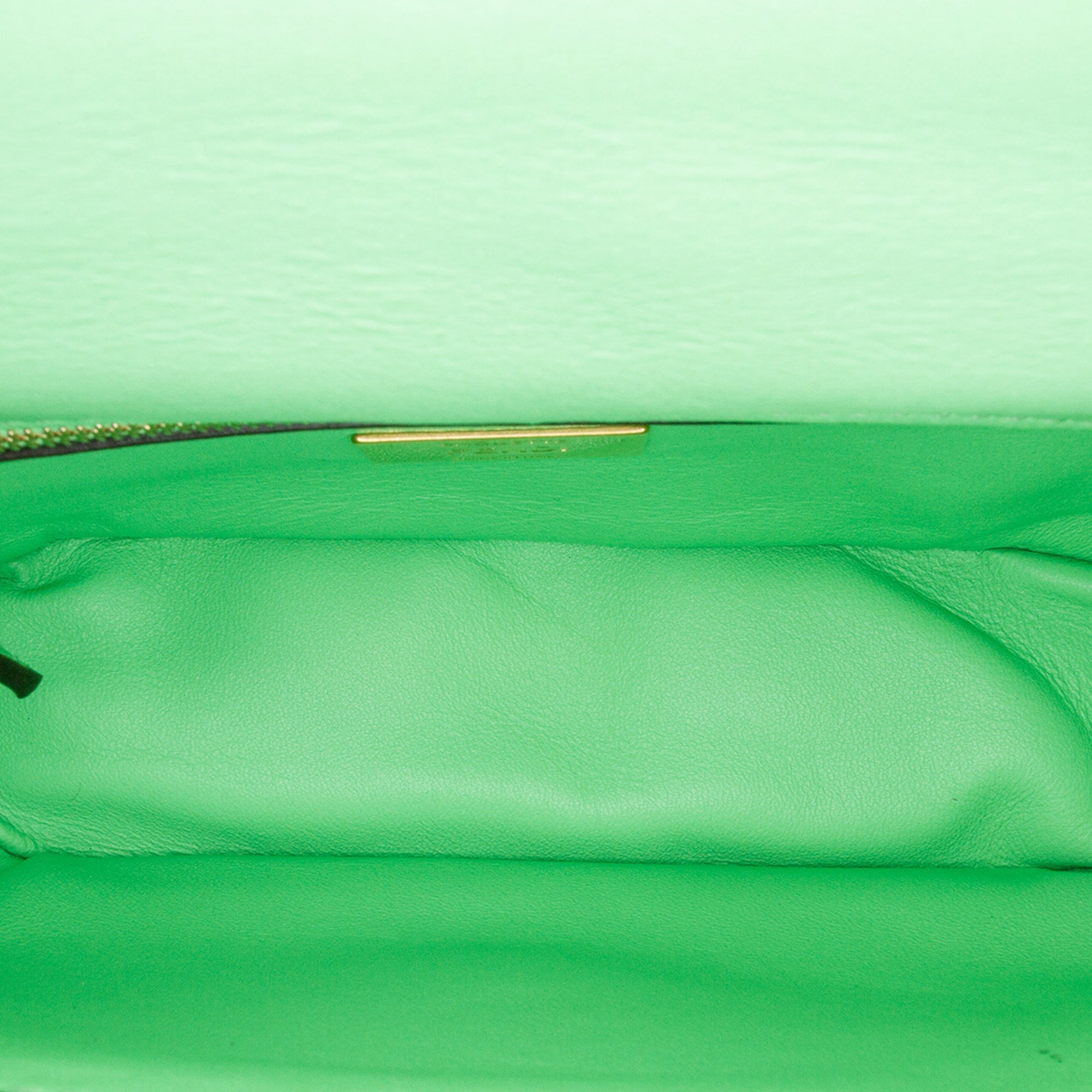 Green Fendi Zucca Embossed Leather Chain Midi Baguette Shoulder Bag