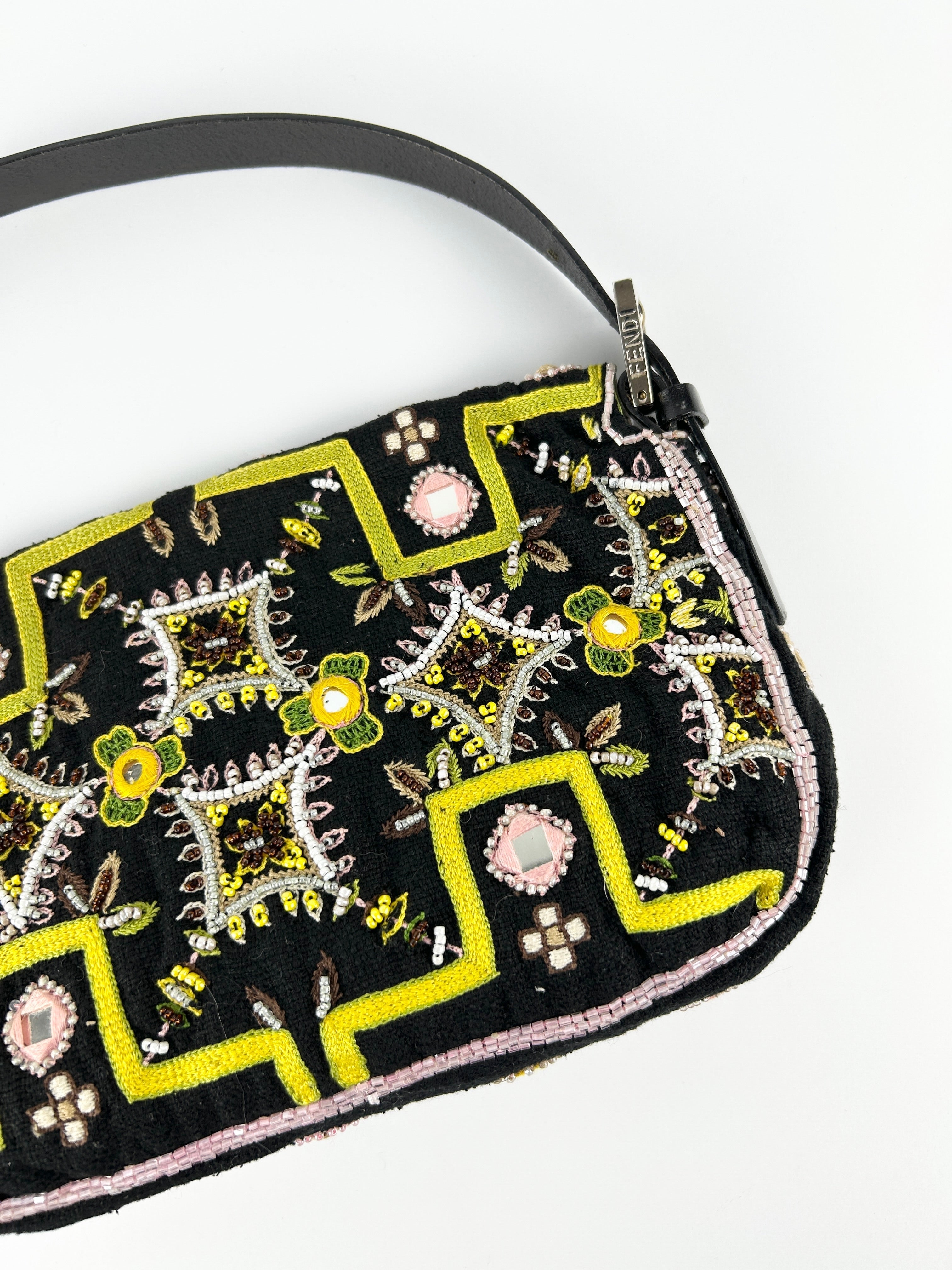 Vintage Fendi Beaded Baguette Shoulder Bag