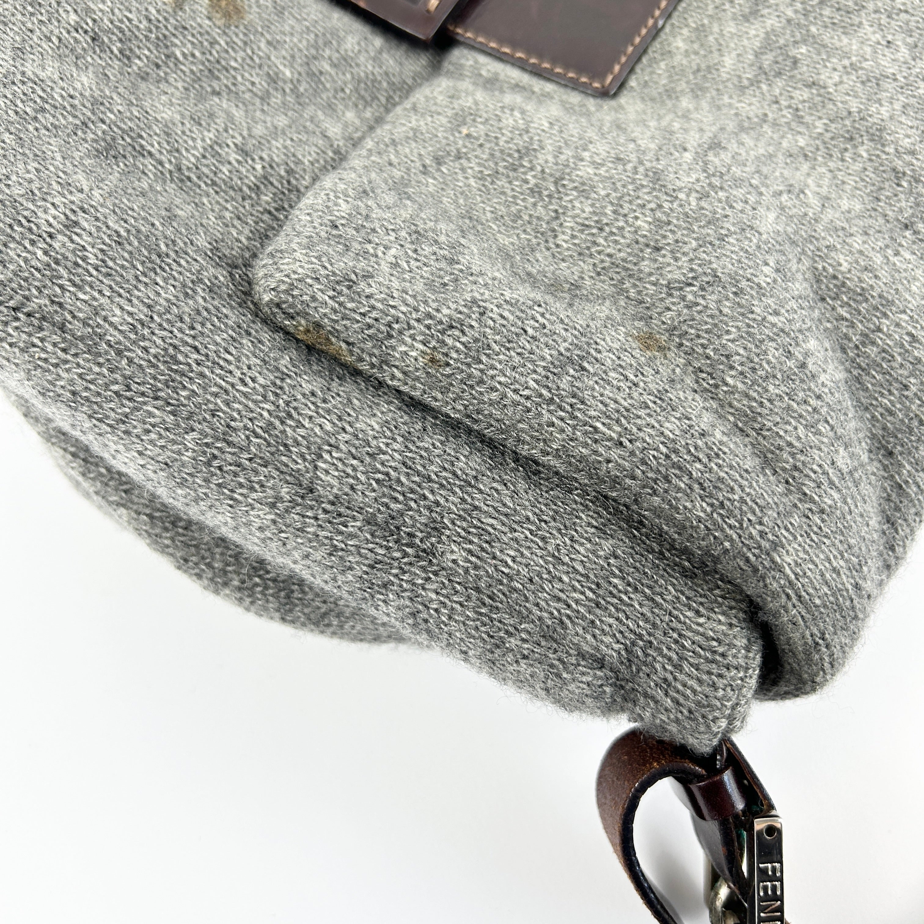 Vintage Fendi Wool Mamma Baguette Shoulder Bag
