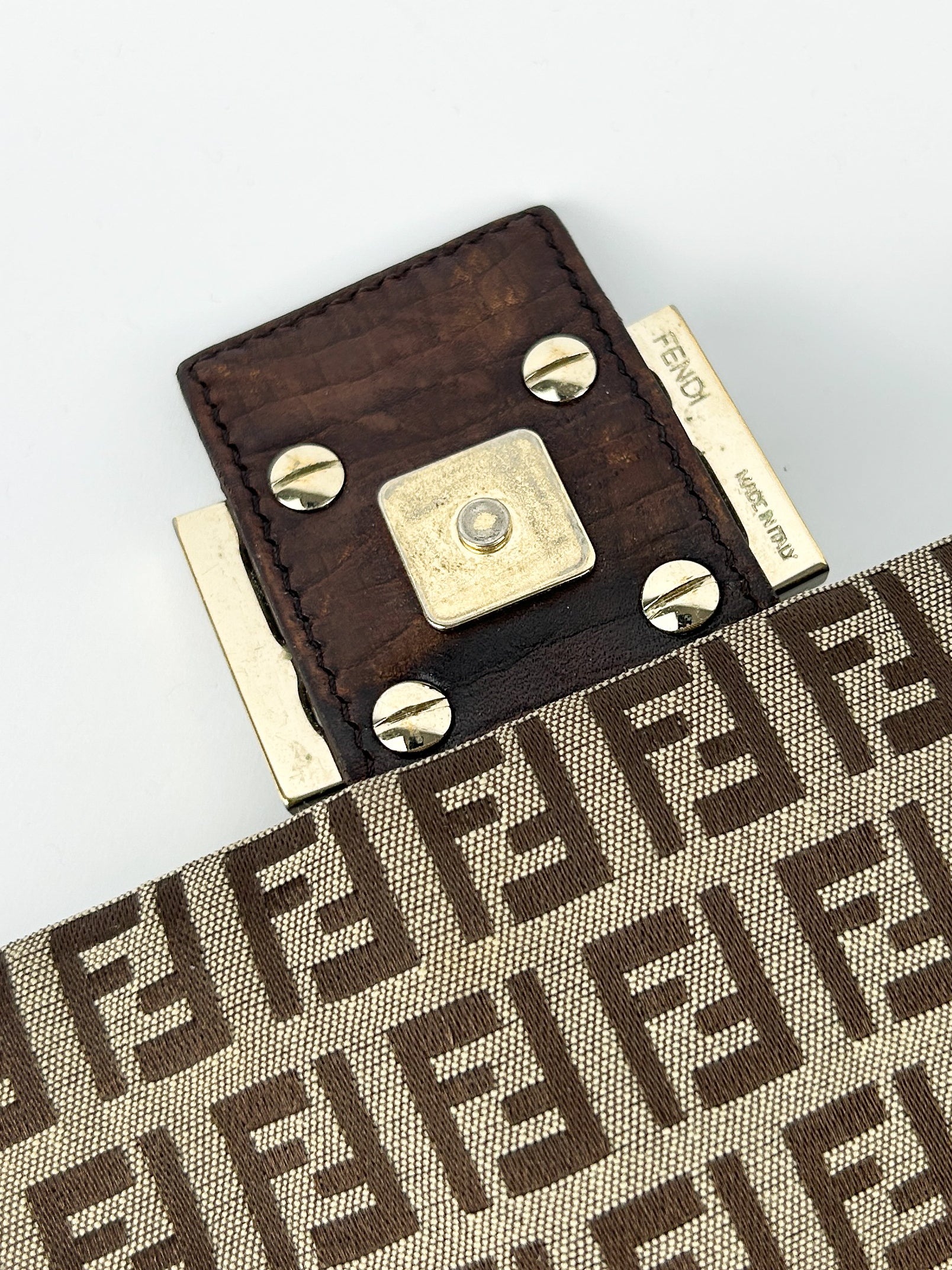 Vintage Fendi Zucca Mamma Baguette Shoulder Bag