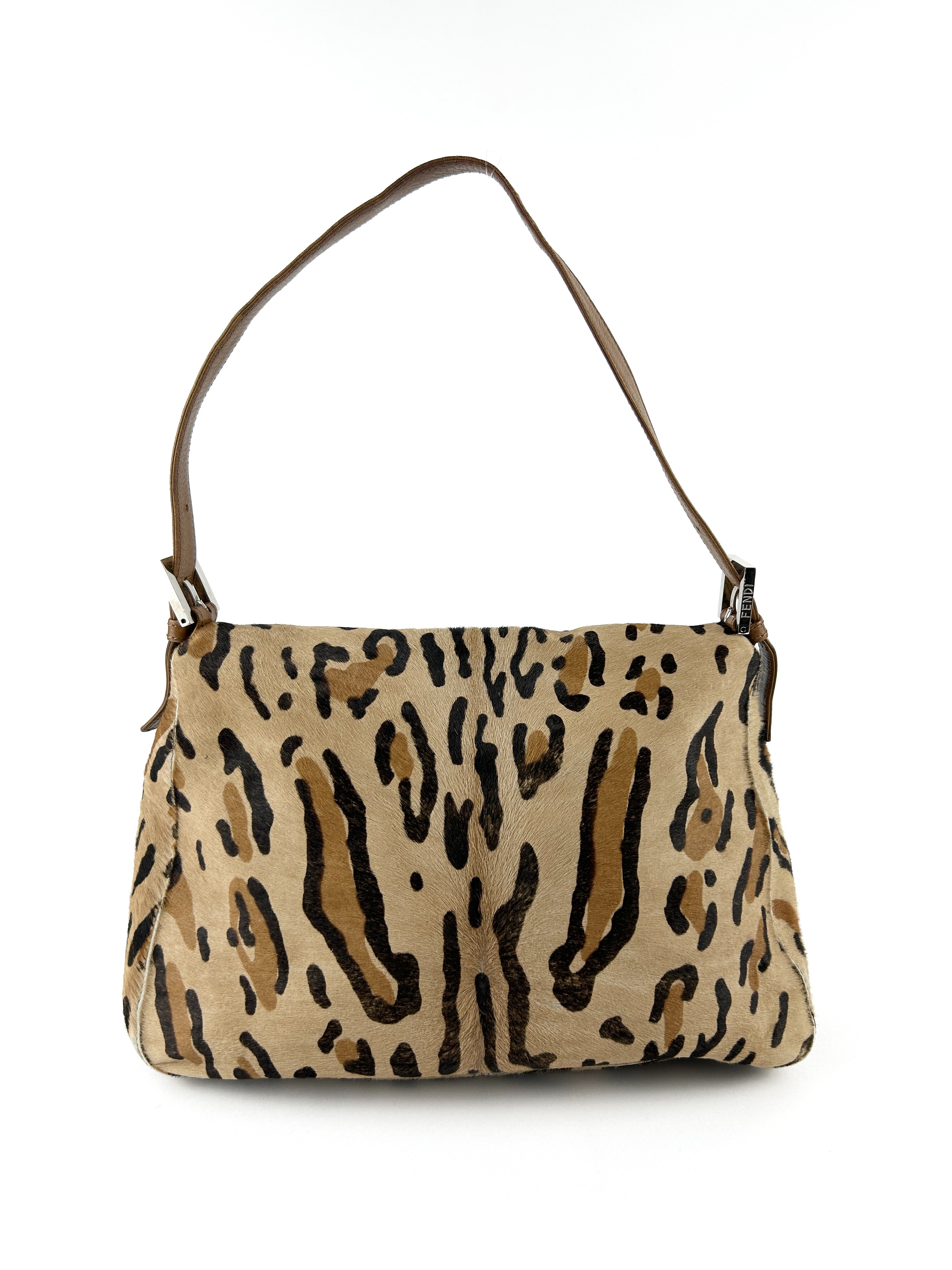 Vintage Fendi Animal Print Calf Hair Mamma Baguette Shoulder Bag