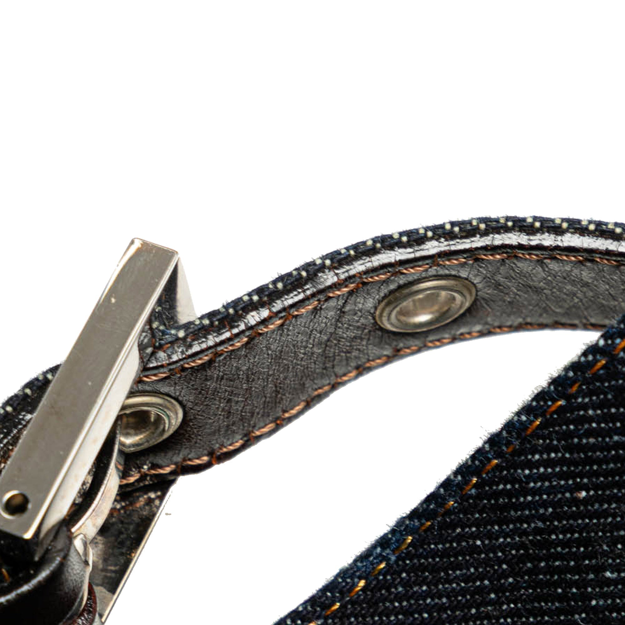 Blue Fendi Denim Baguette Shoulder Bag