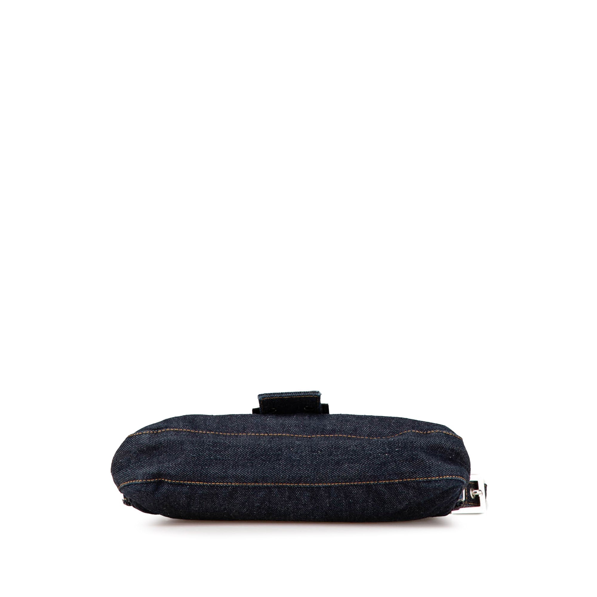 Blue Fendi Denim Baguette Shoulder Bag