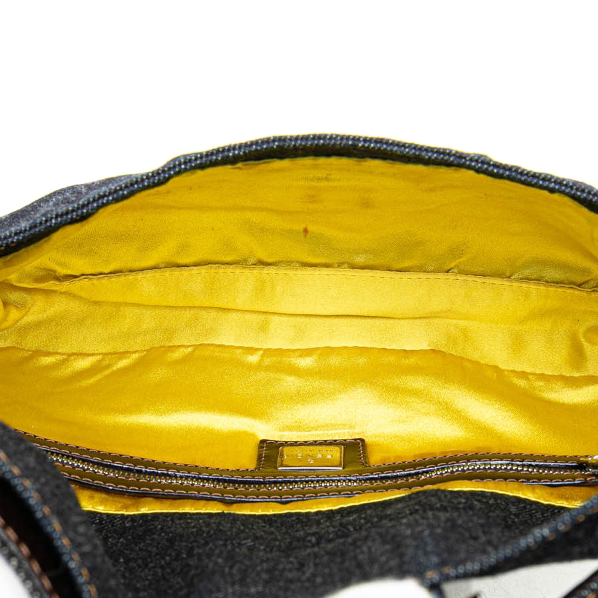 Blue Fendi Denim Baguette Shoulder Bag