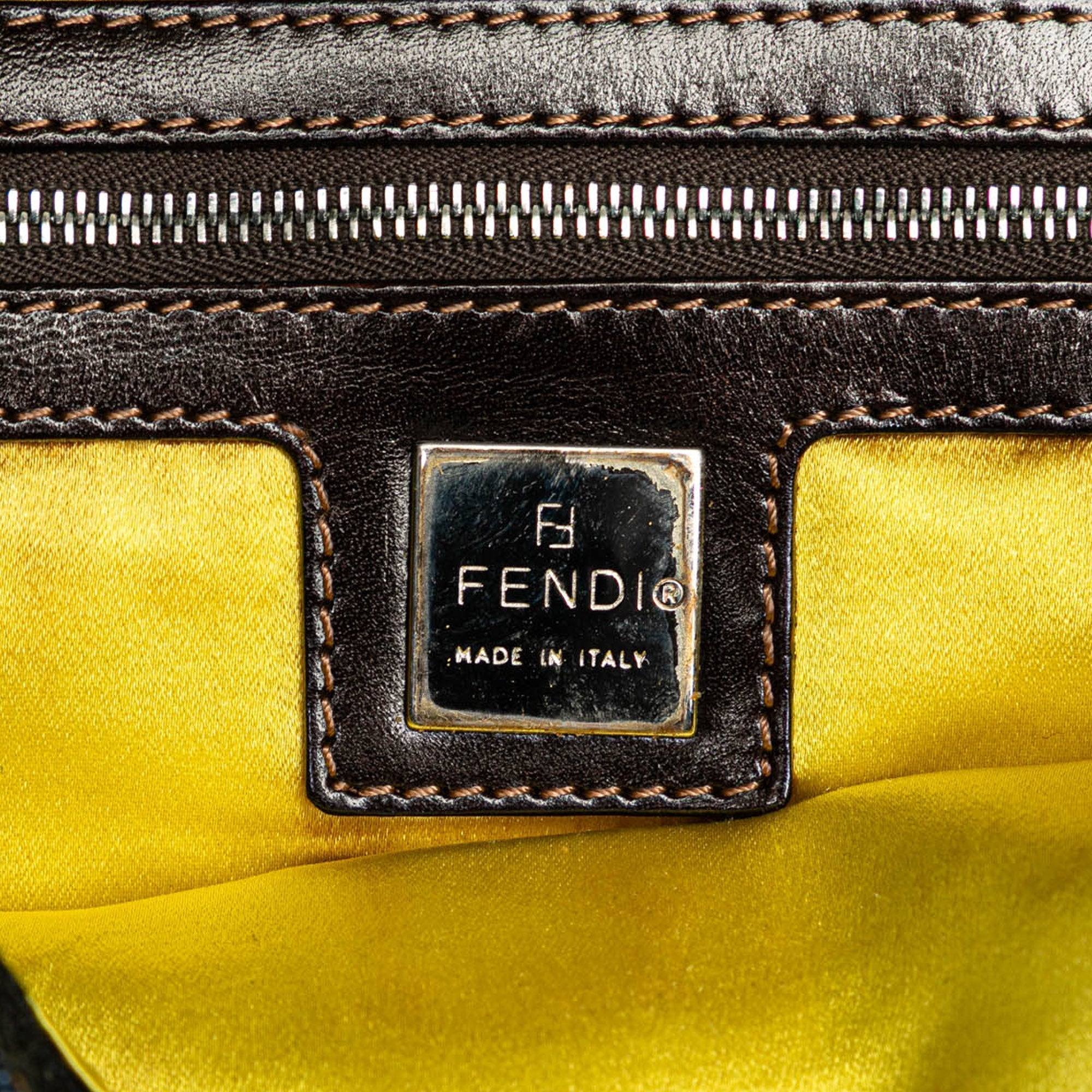 Blue Fendi Denim Baguette Shoulder Bag