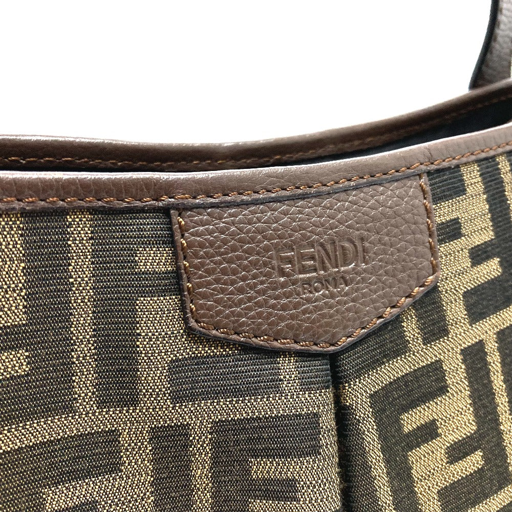 FENDI Tote Bag 8BH268 Leather / canvas Brown Zucca FF pattern Shoulder Women Used