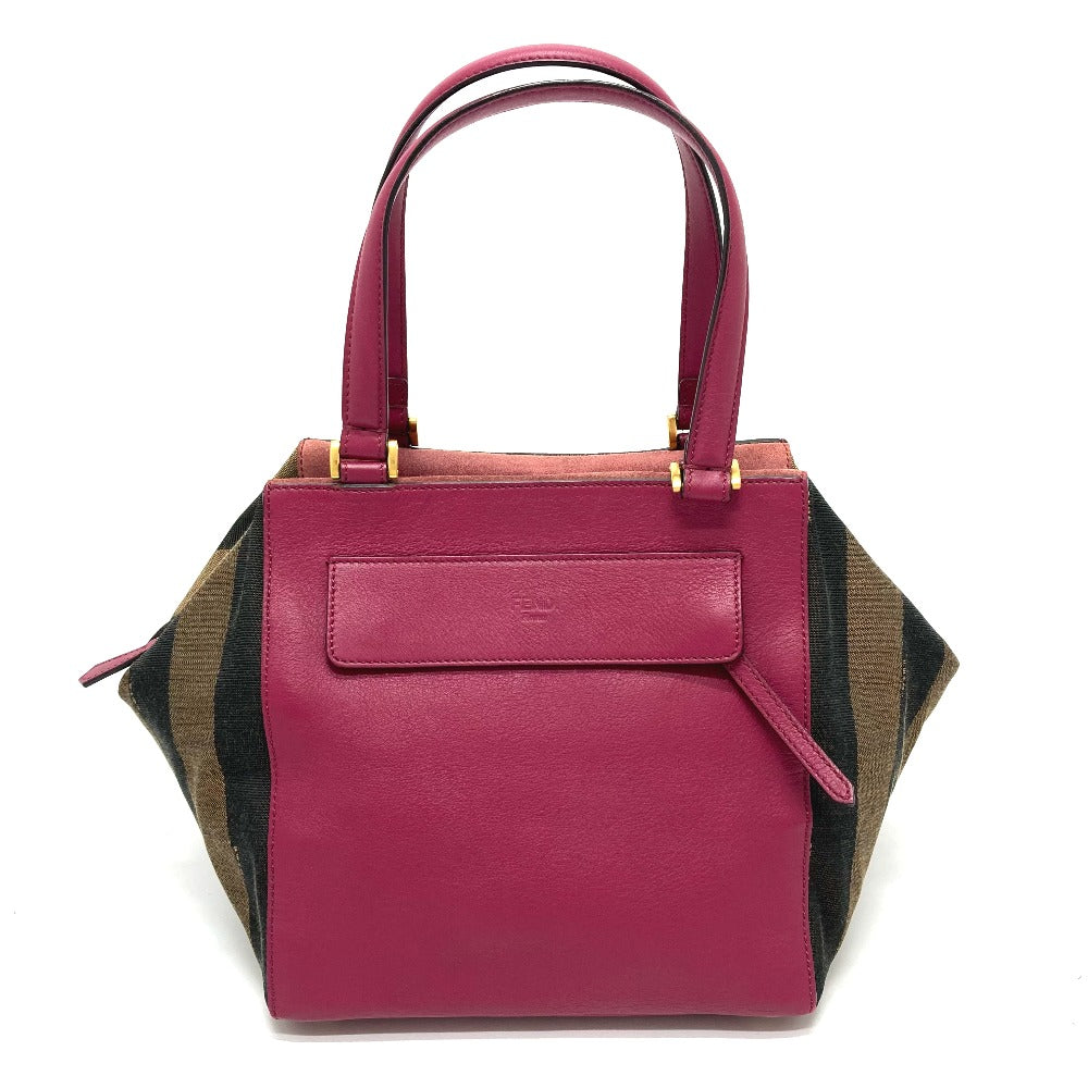 FENDI Handbag 8BN251 Leather / canvas Brown x purple type Pecan Women Used