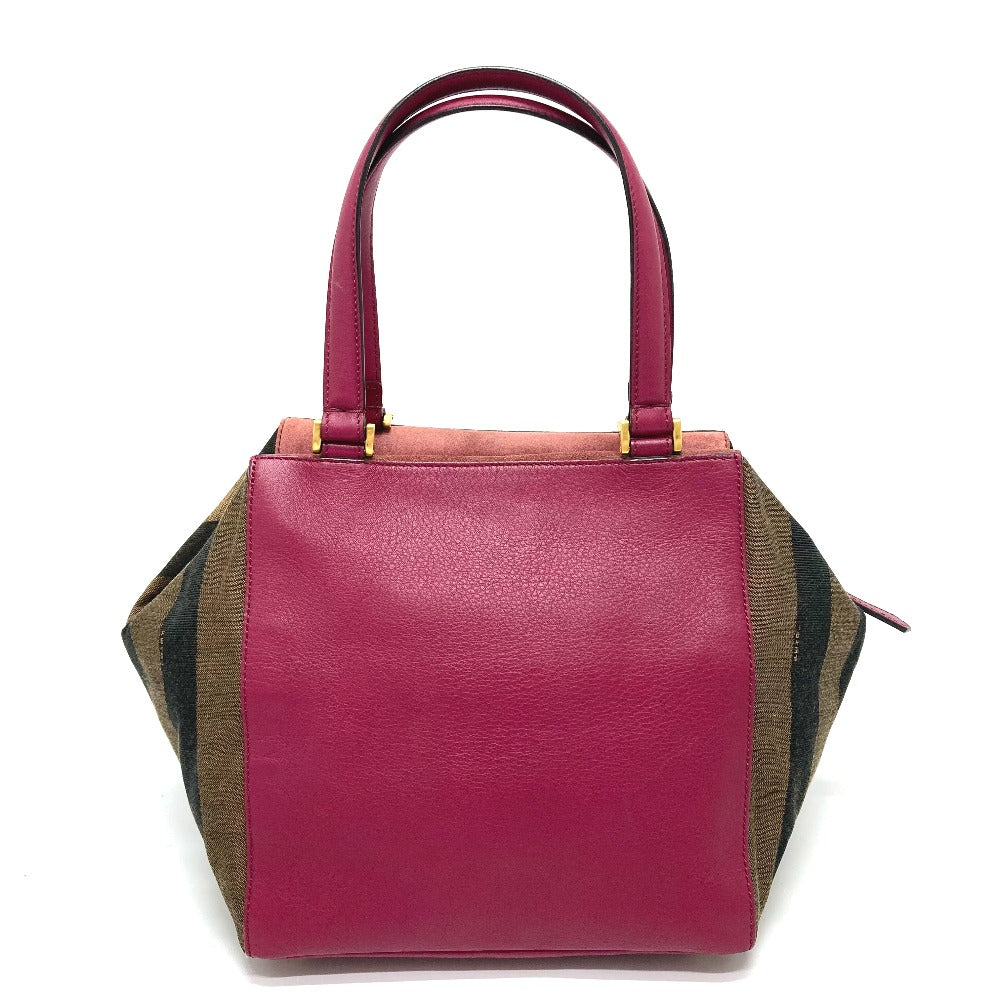 FENDI Handbag 8BN251 Leather / canvas Brown x purple type Pecan Women Used