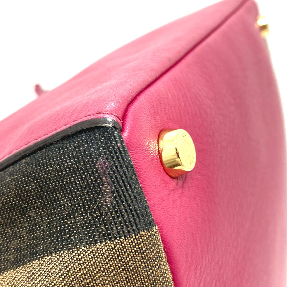 FENDI Handbag 8BN251 Leather / canvas Brown x purple type Pecan Women Used