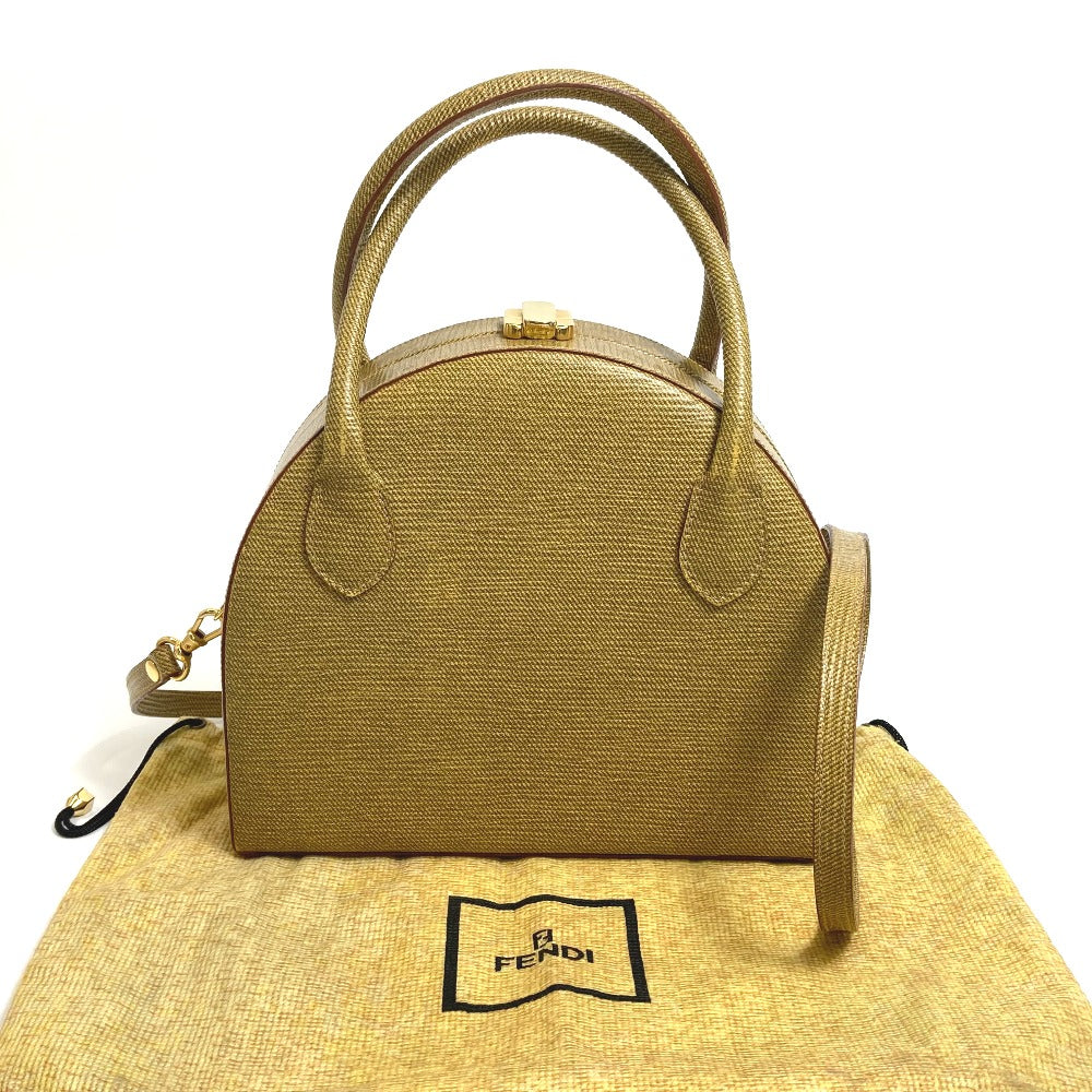 FENDI Handbag leather Beige type Semicircular form Women Used