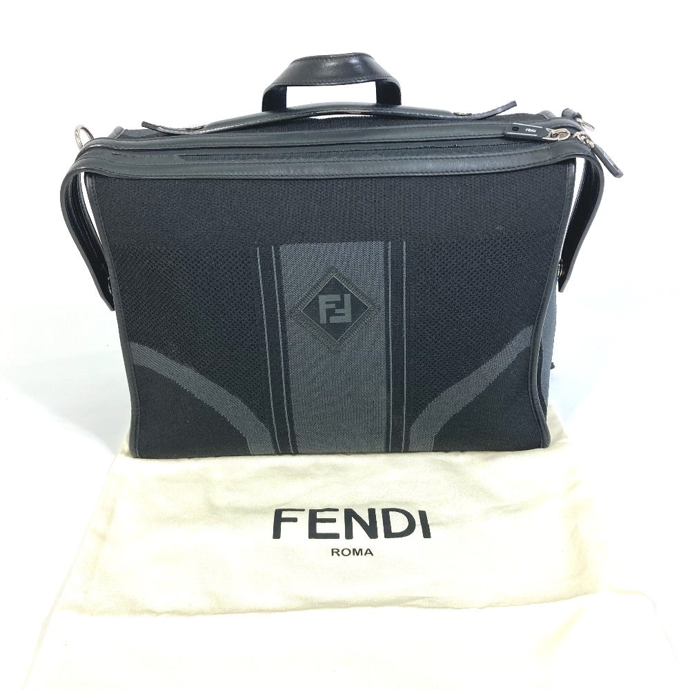 FENDI Business bag 7VA400 Canvas / leather Black Grey logo mesh bicolor mens Used