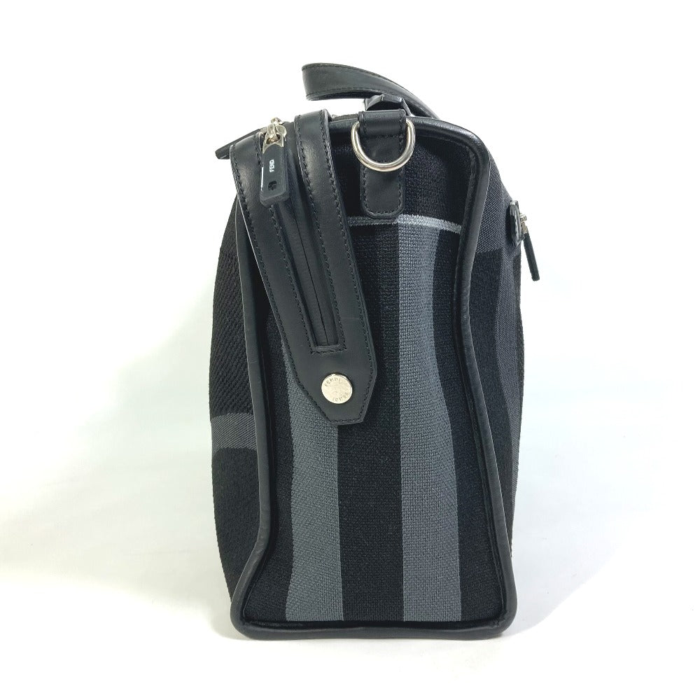 FENDI Business bag 7VA400 Canvas / leather Black Grey logo mesh bicolor mens Used