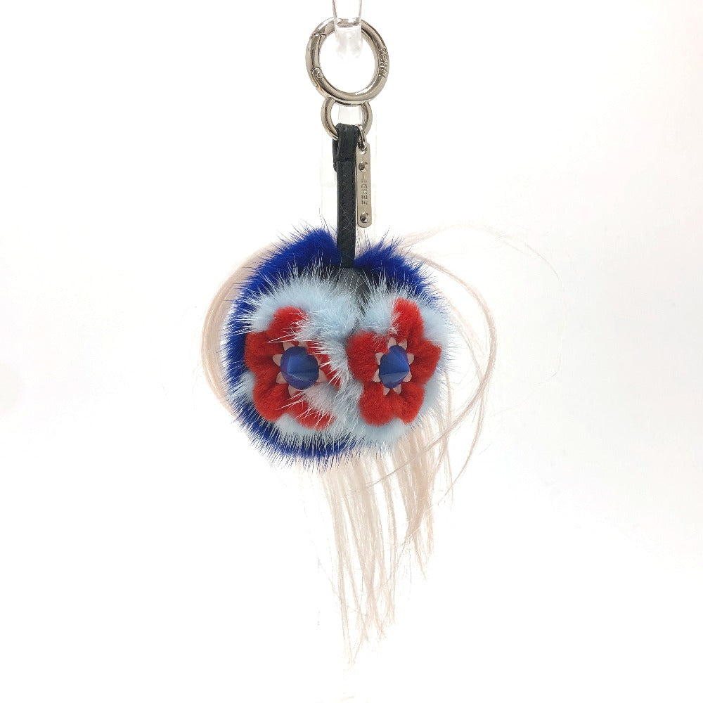 FENDI Bag charm fur blue Bag Bugs Bonbon charm Women Used