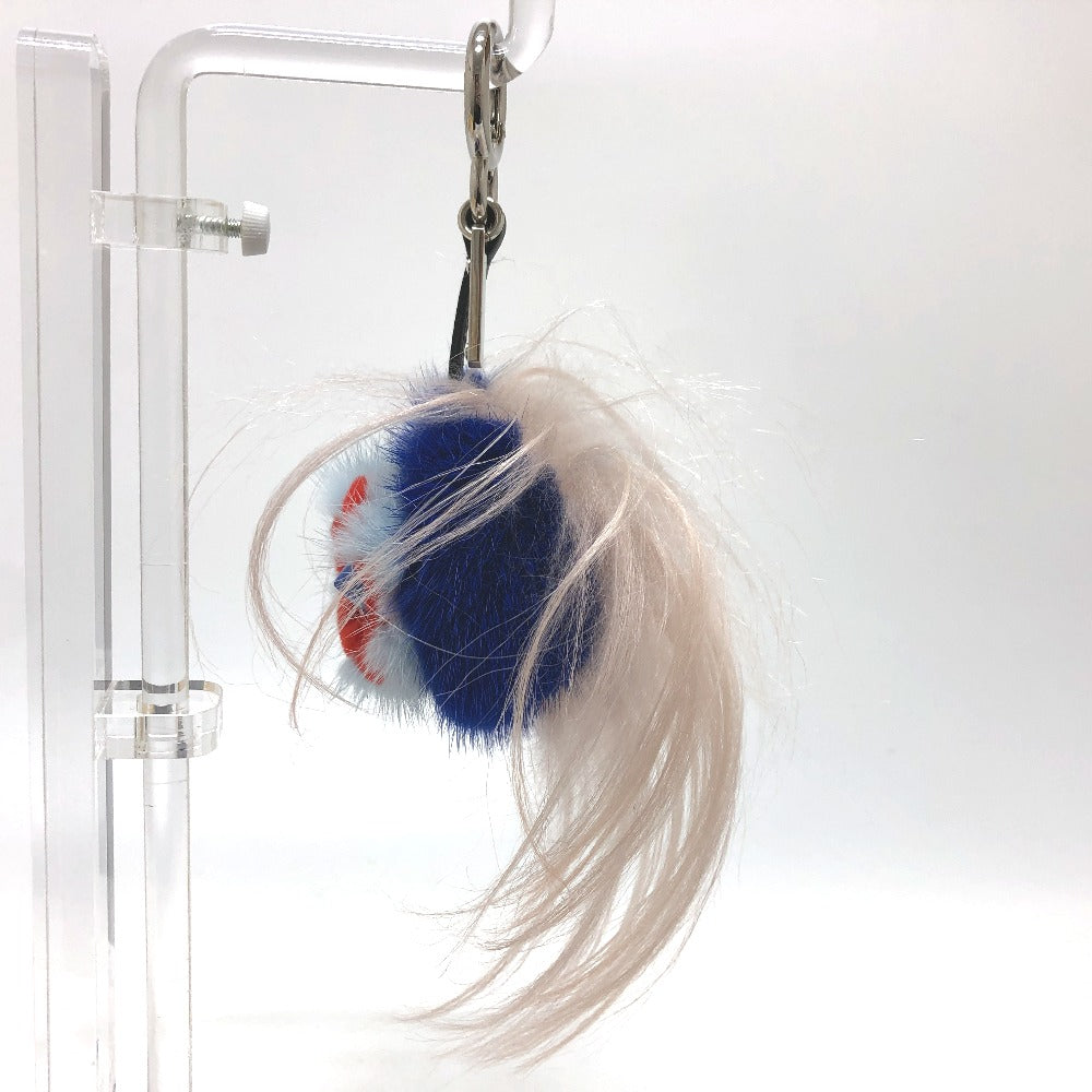 FENDI Bag charm fur blue Bag Bugs Bonbon charm Women Used